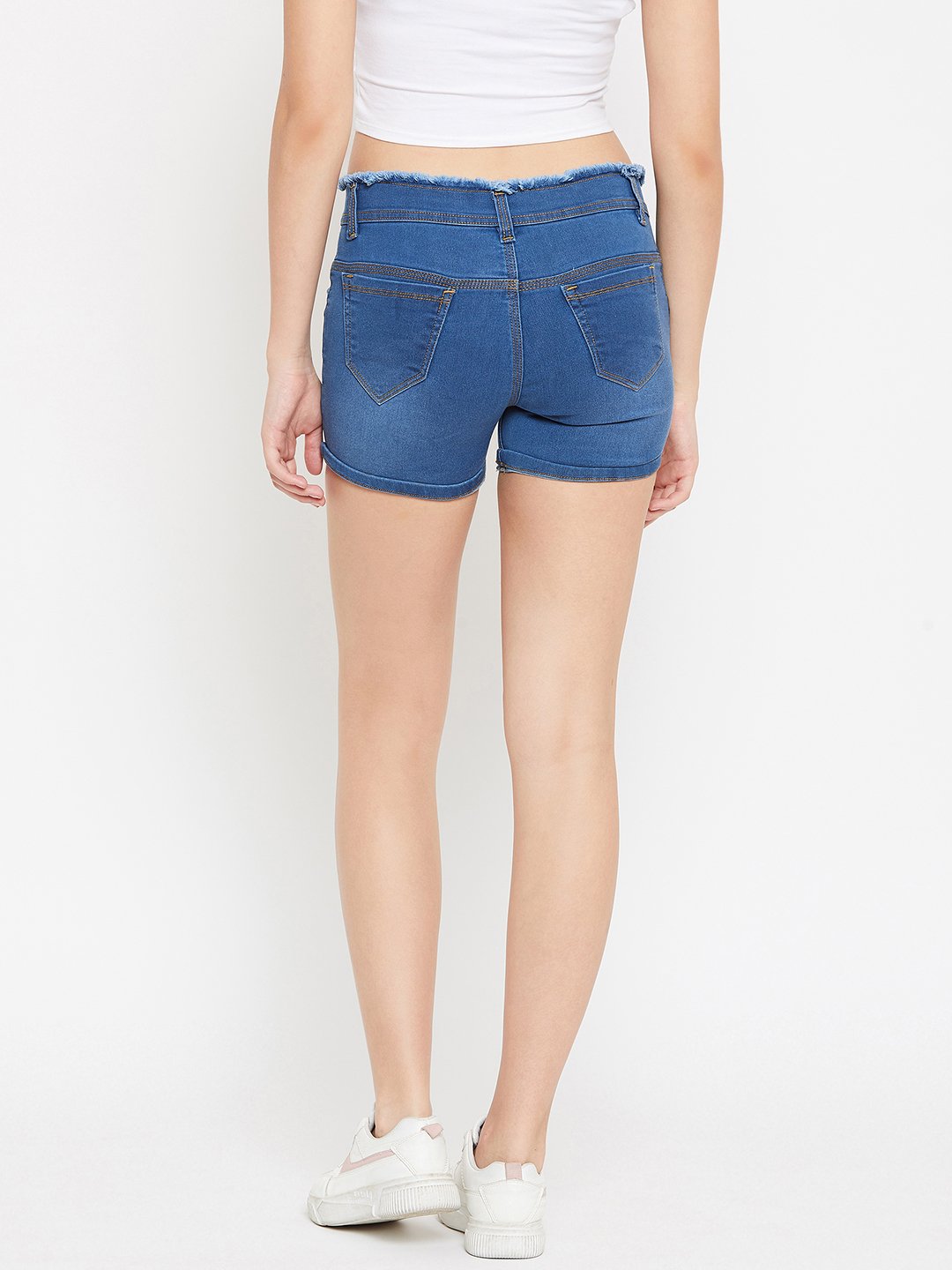 Stretchable with whiskers Bata Blue Shorts - NiftyJeans