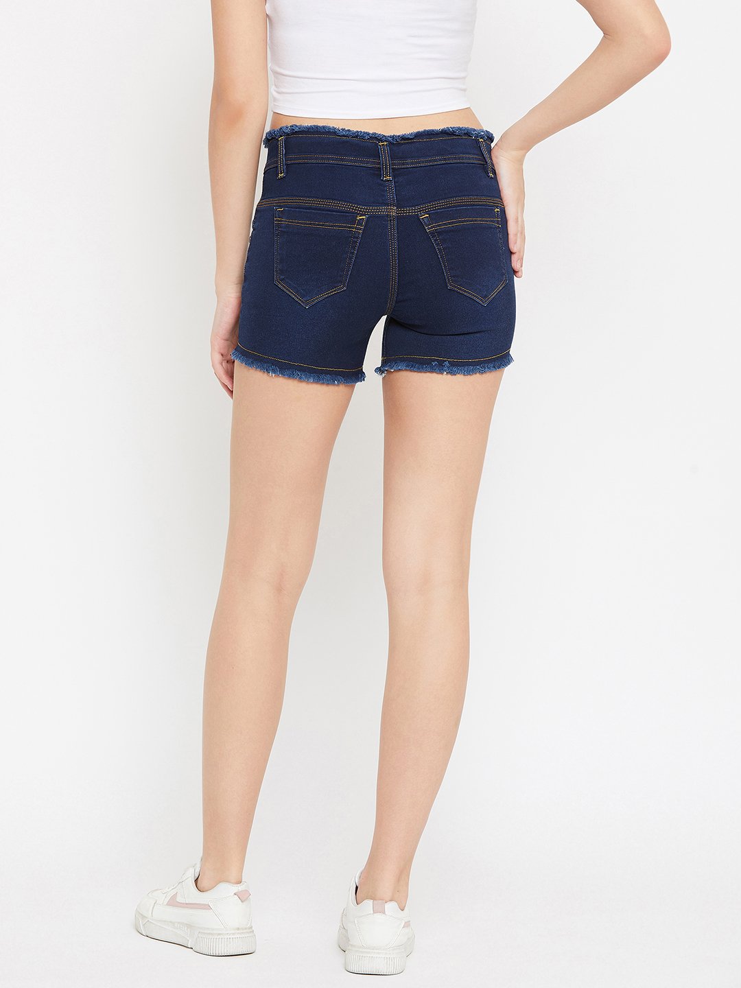Stretchable with whiskers Basic Blue Shorts - NiftyJeans