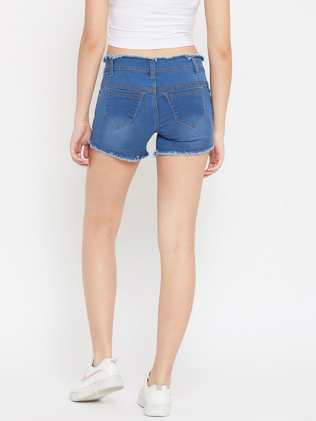 Stretchable with whiskers Bata Blue Shorts - NiftyJeans