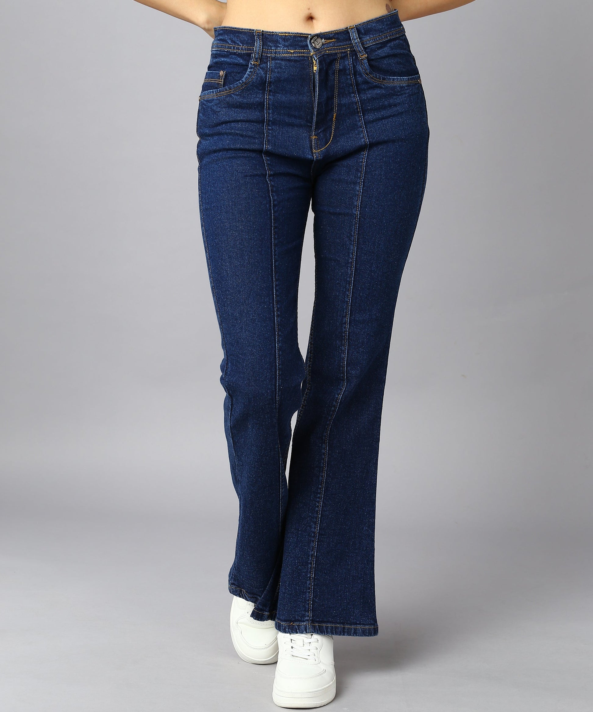 High Waist Bell Bottom Blue Jeans - NiftyJeans