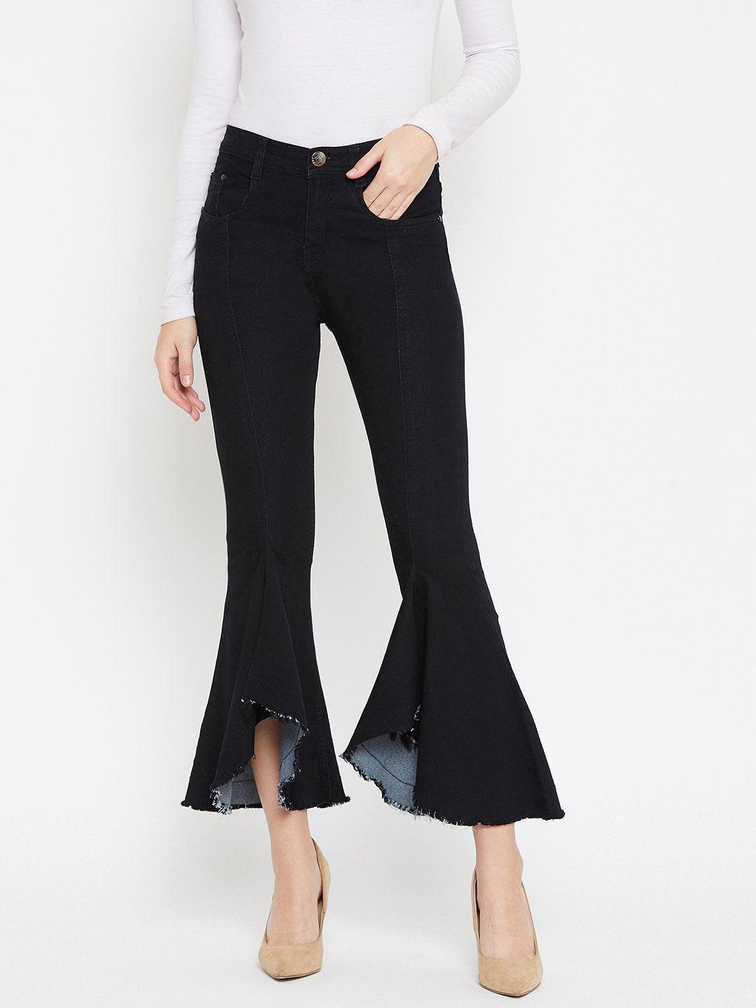High Waist Flared Black Jeans - NiftyJeans