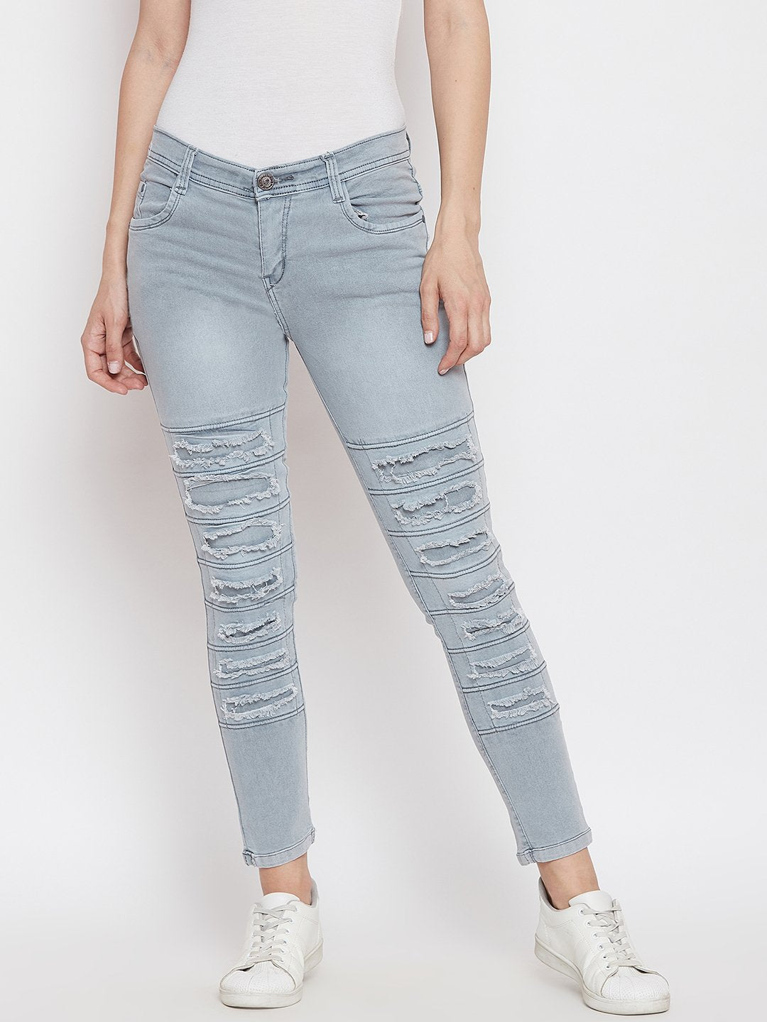 Distressed Stretchable Grey Jeans - NiftyJeans