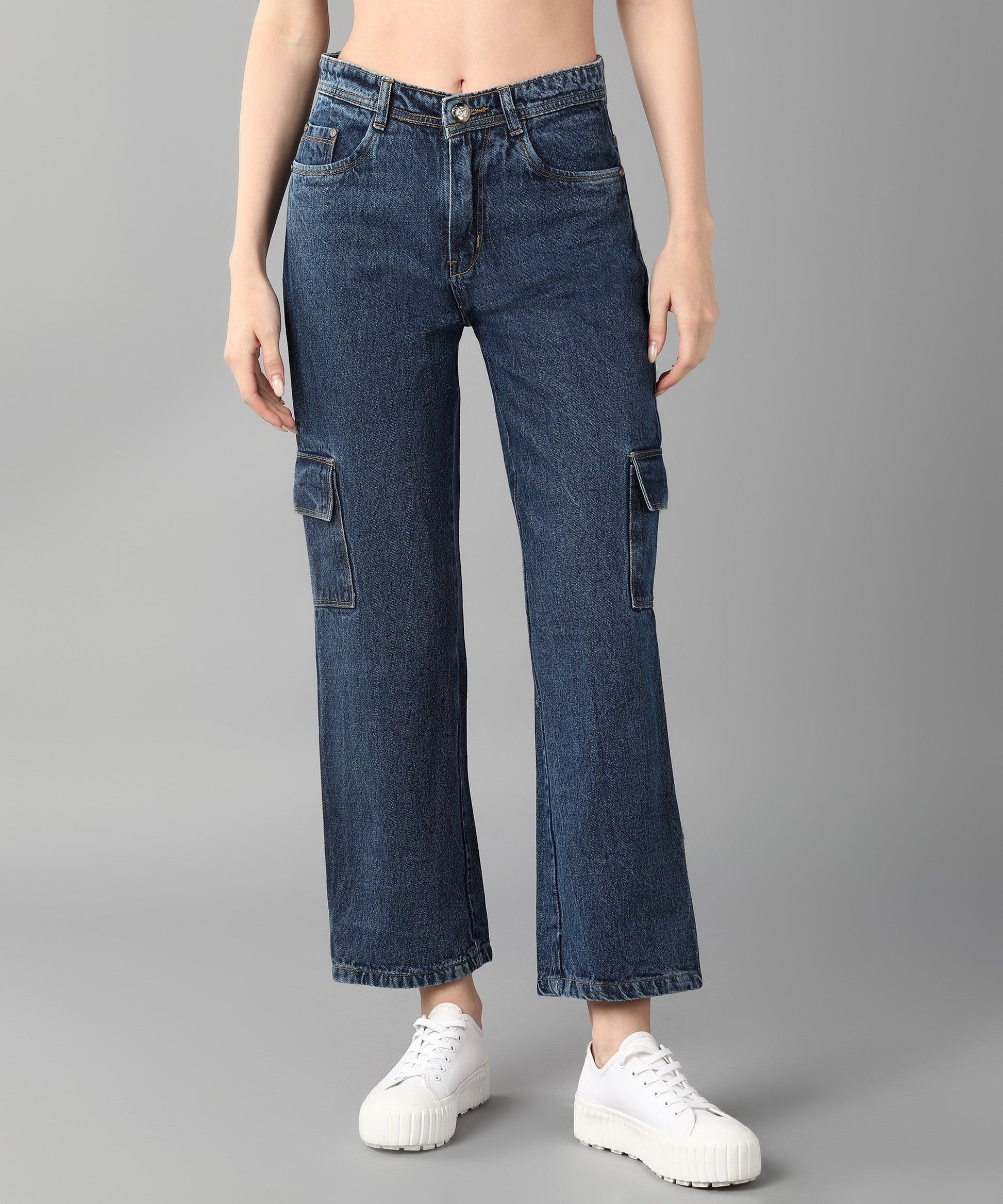 Relaxed Fit Cargo Blue Jeans - NiftyJeans