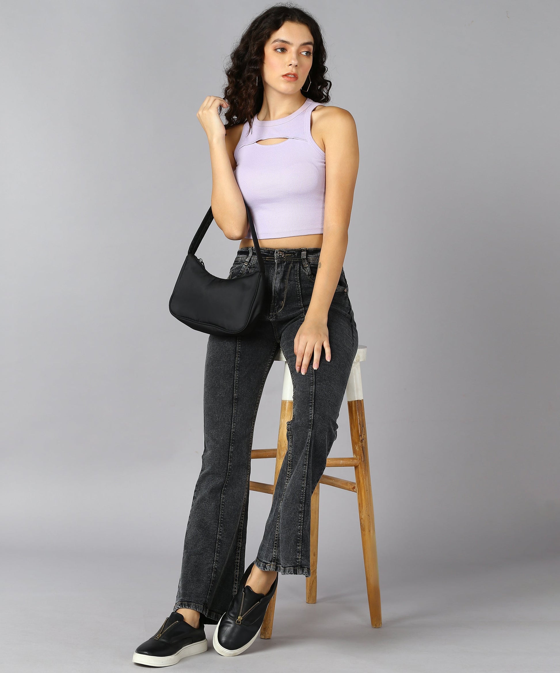 High Waist Bell Bottom Black Jeans - NiftyJeans