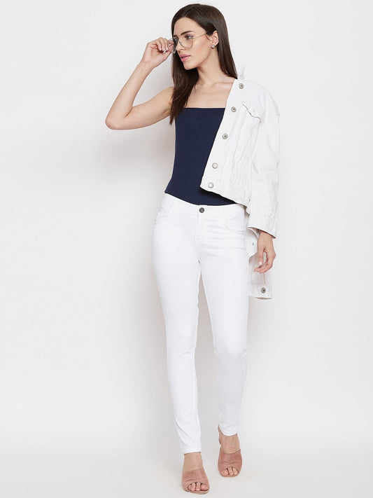 Slim Fit Stretchable White Jeans - NiftyJeans