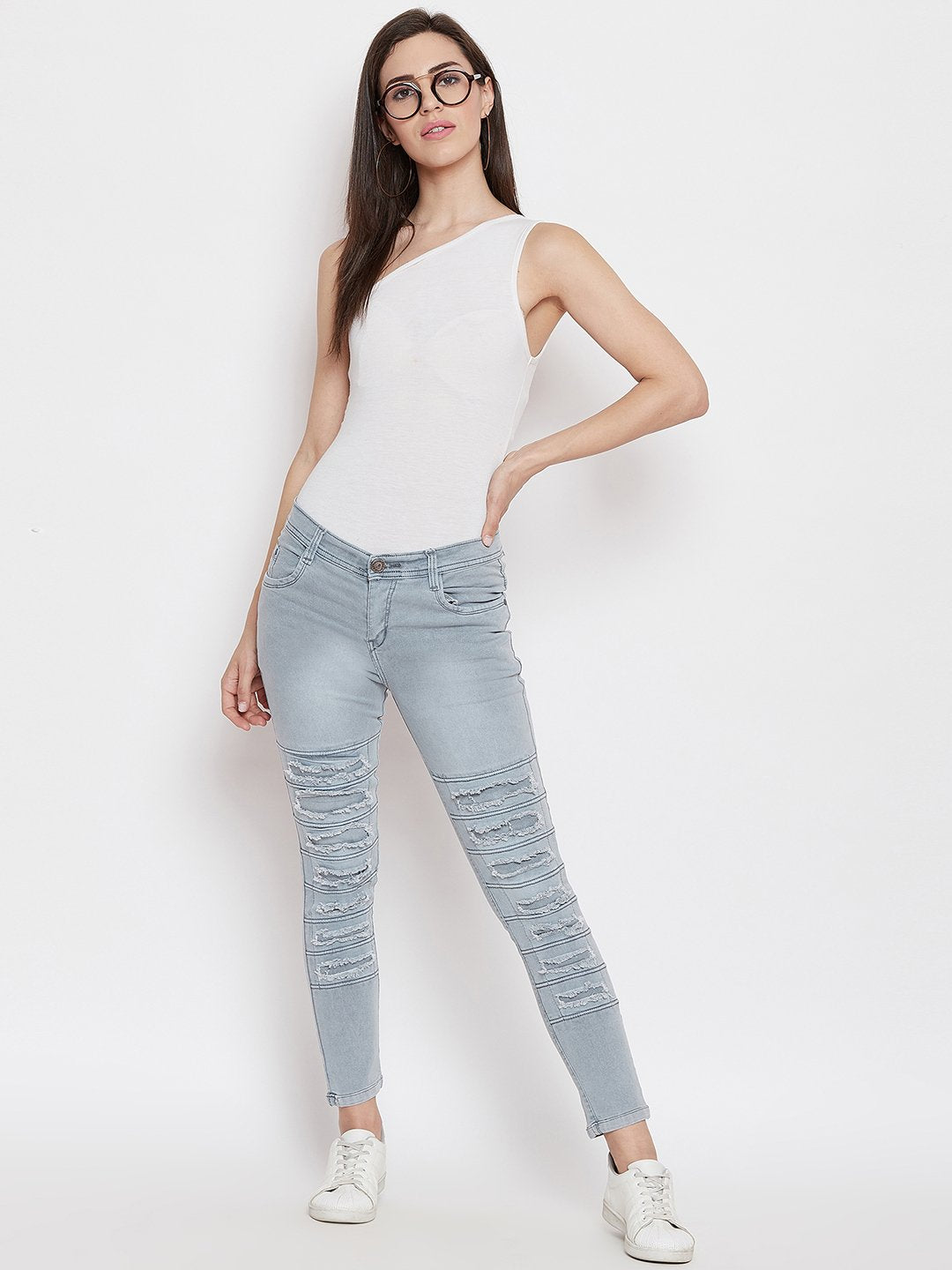 Distressed Stretchable Grey Jeans - NiftyJeans