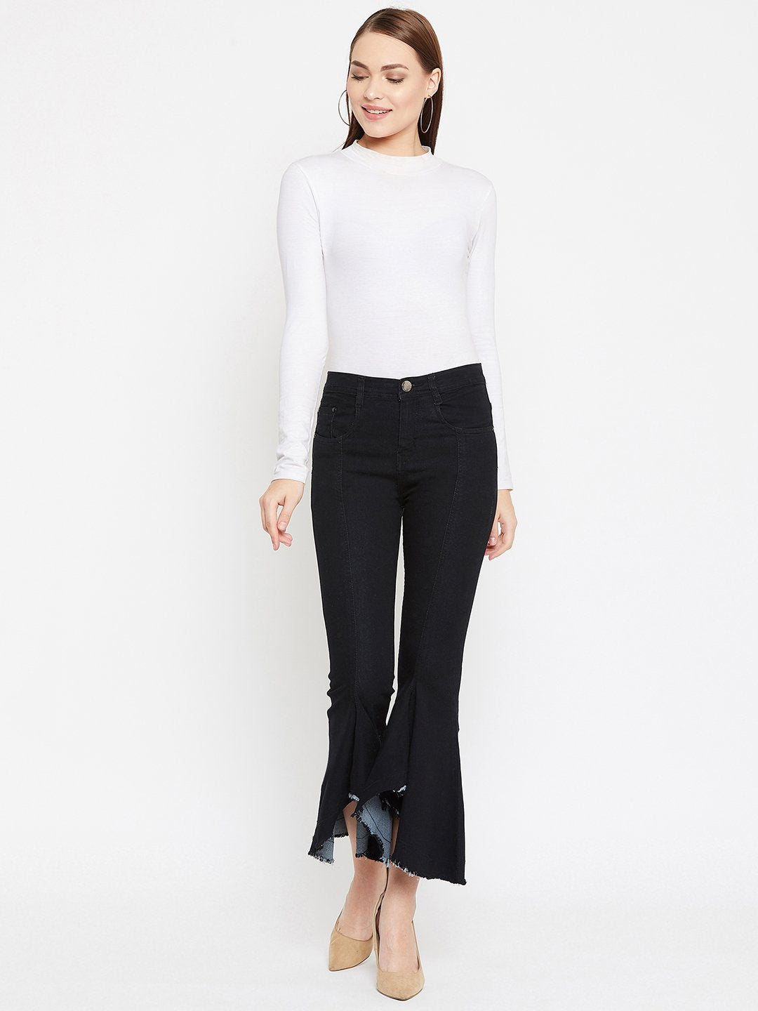High Waist Flared Black Jeans - NiftyJeans