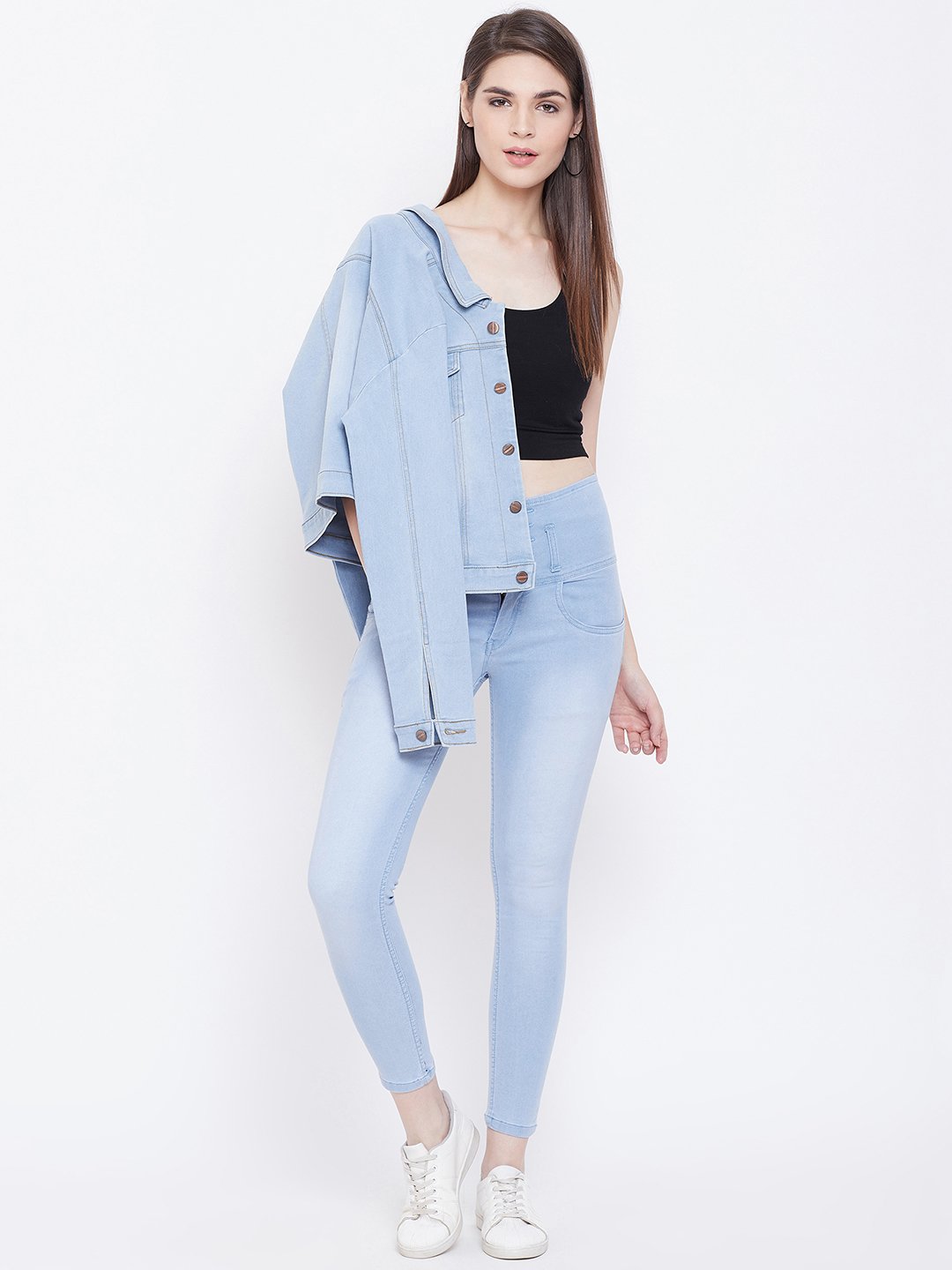 High Waist 5 button Sky Blue Jeans - NiftyJeans
