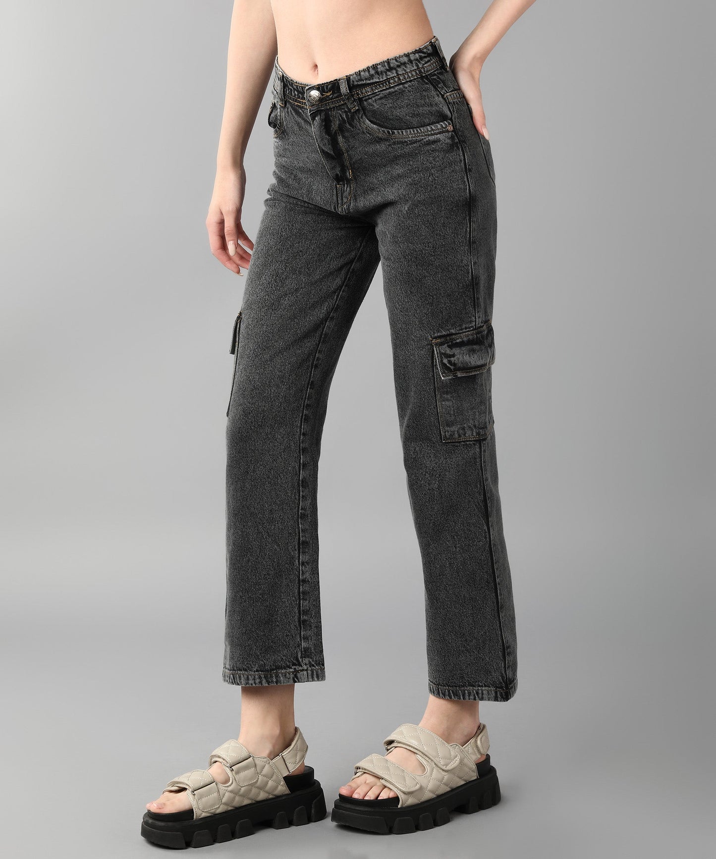 Relaxed Fit Cargo Grey Jeans - NiftyJeans