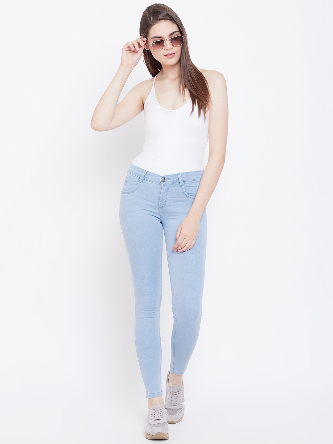 Slim Fit Stretchable Sky Blue Jeans - NiftyJeans