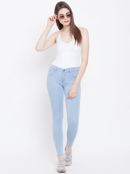 Slim Fit Stretchable Sky Blue Jeans - NiftyJeans