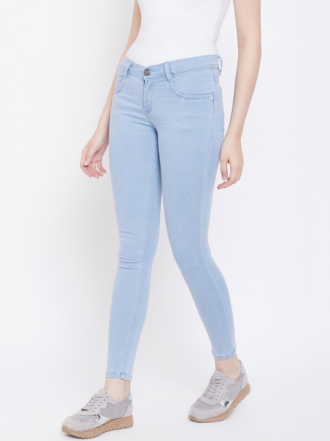 Slim Fit Stretchable Sky Blue Jeans - NiftyJeans