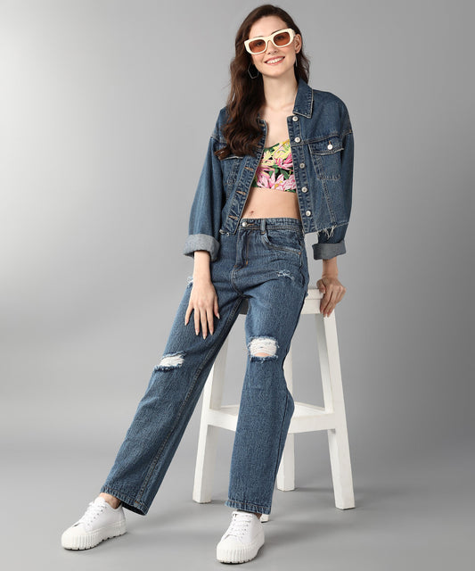 Relaxed Fit Distressed Sky Blue Jeans - NiftyJeans