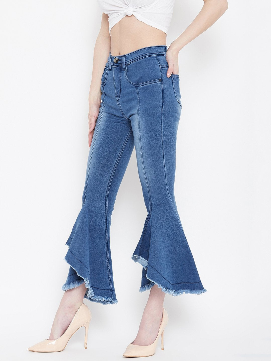 High Waist Flared Bata Blue Jeans - NiftyJeans