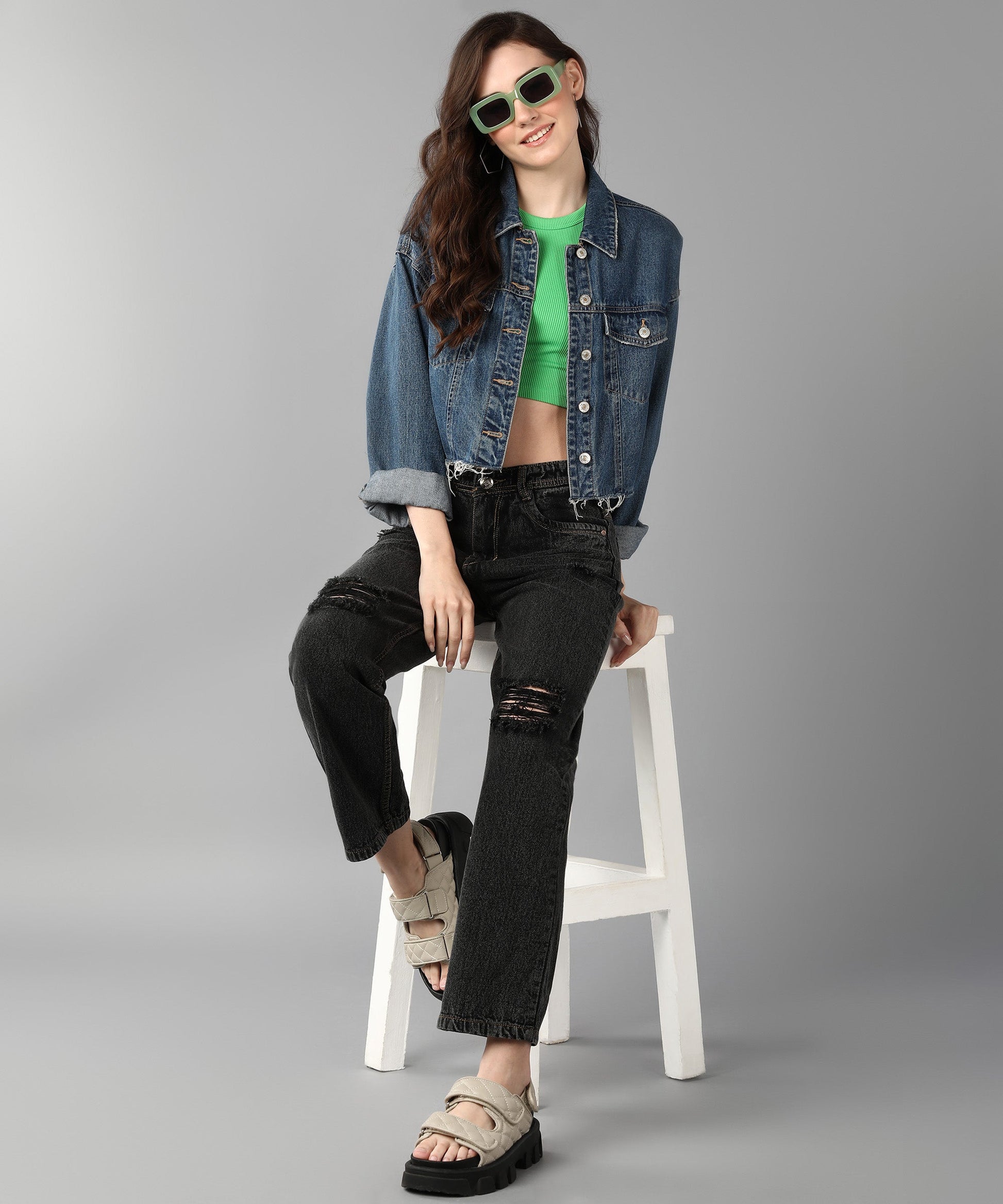 Relaxed Fit Distressed Grey Jeans - NiftyJeans