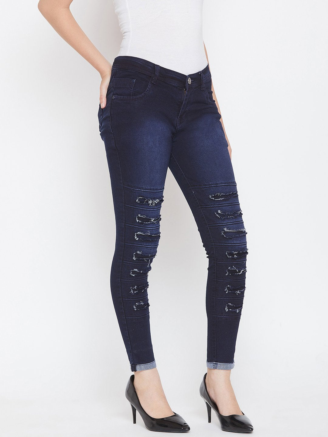 Distressed Stretchable Blue Jeans - NiftyJeans