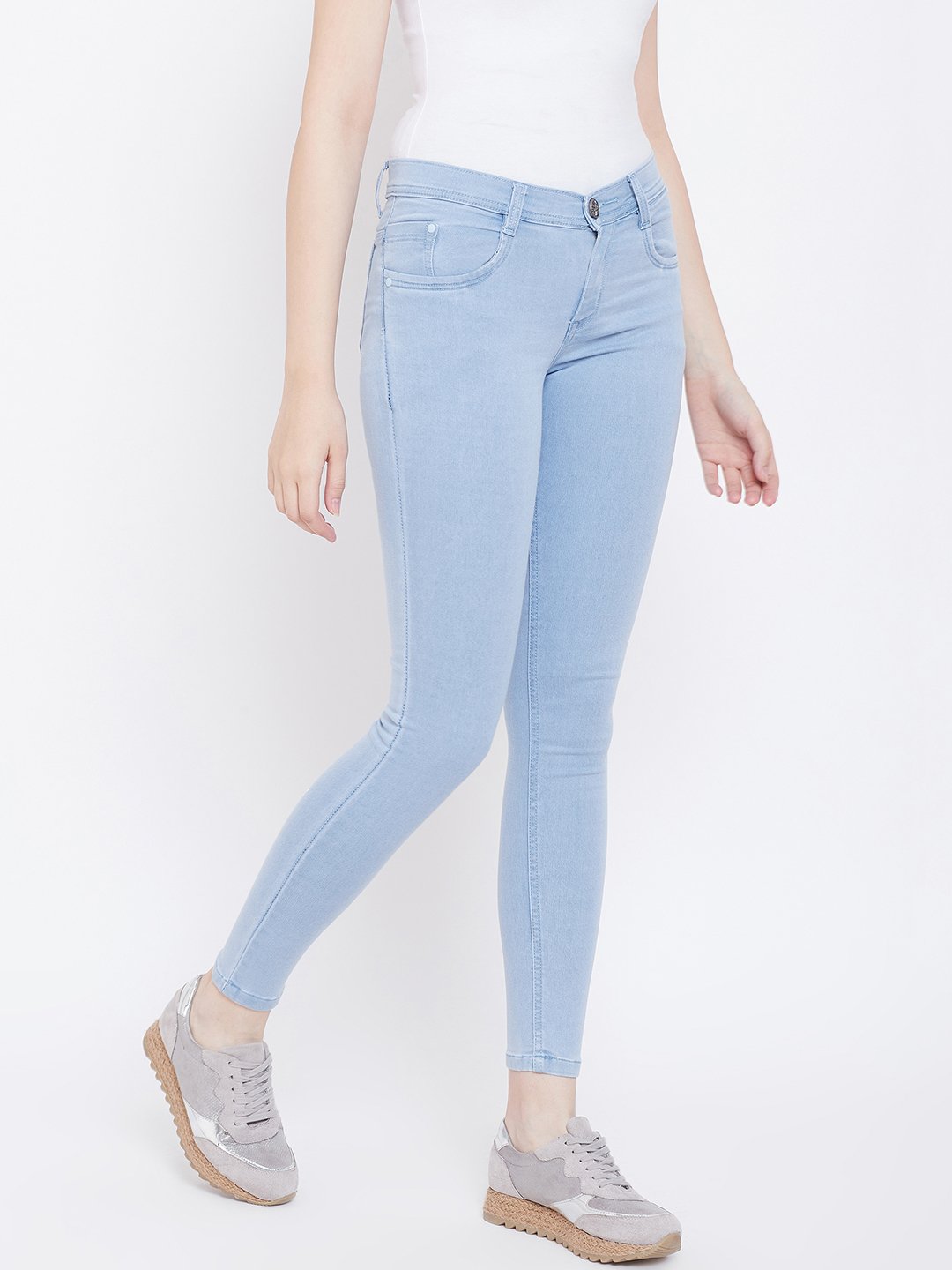 Slim Fit Stretchable Sky Blue Jeans - NiftyJeans
