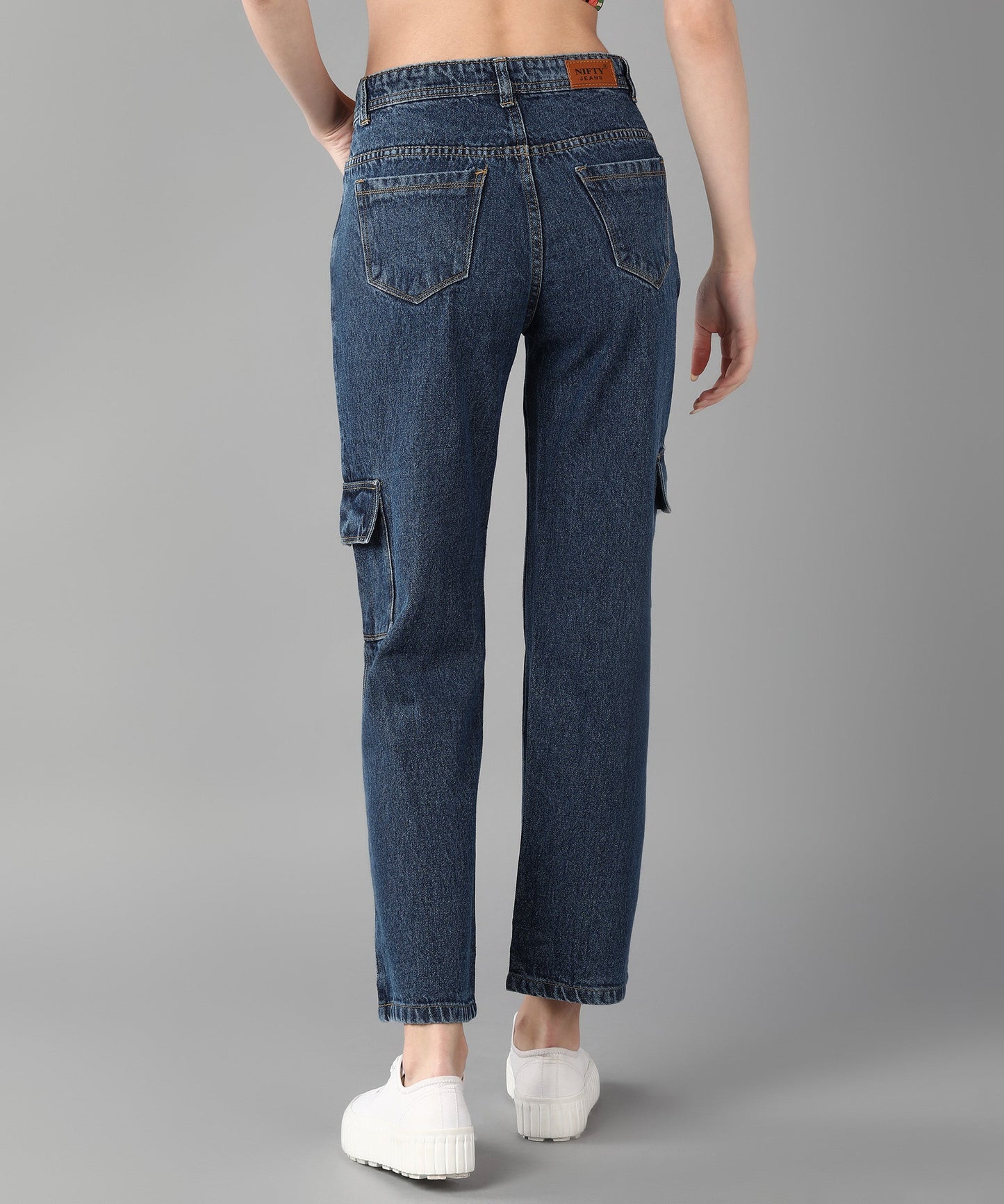 Relaxed Fit Cargo Blue Jeans - NiftyJeans