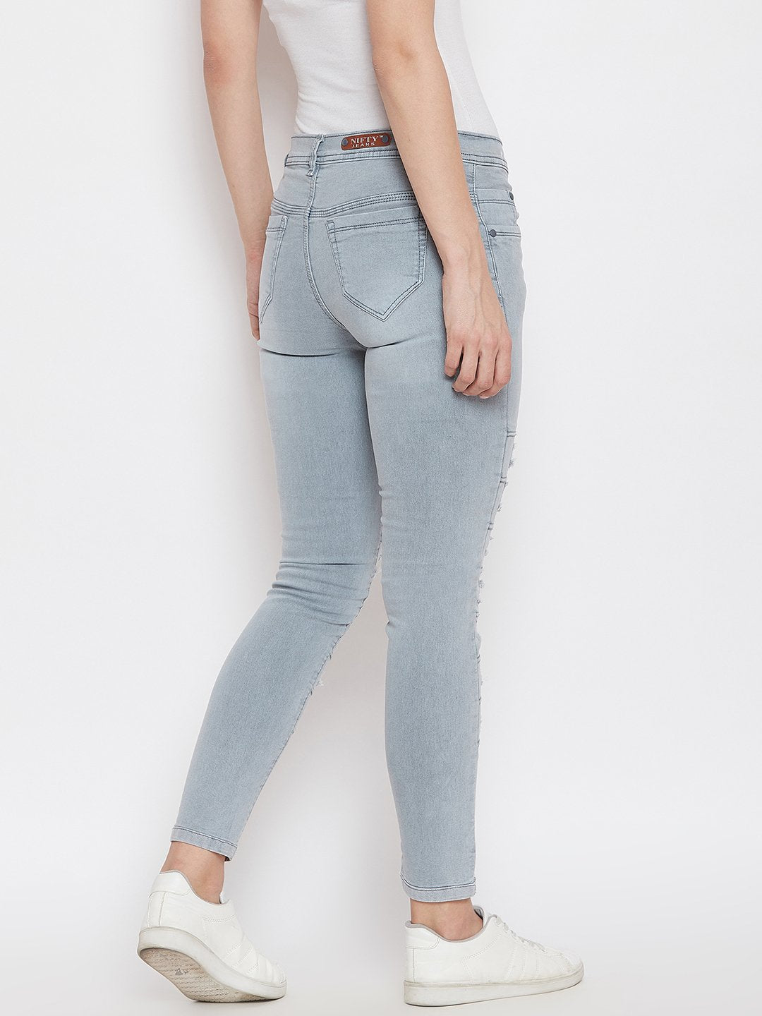 Distressed Stretchable Grey Jeans - NiftyJeans