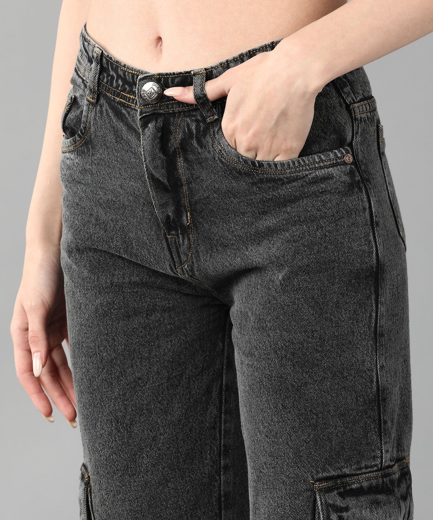 Relaxed Fit Cargo Grey Jeans - NiftyJeans