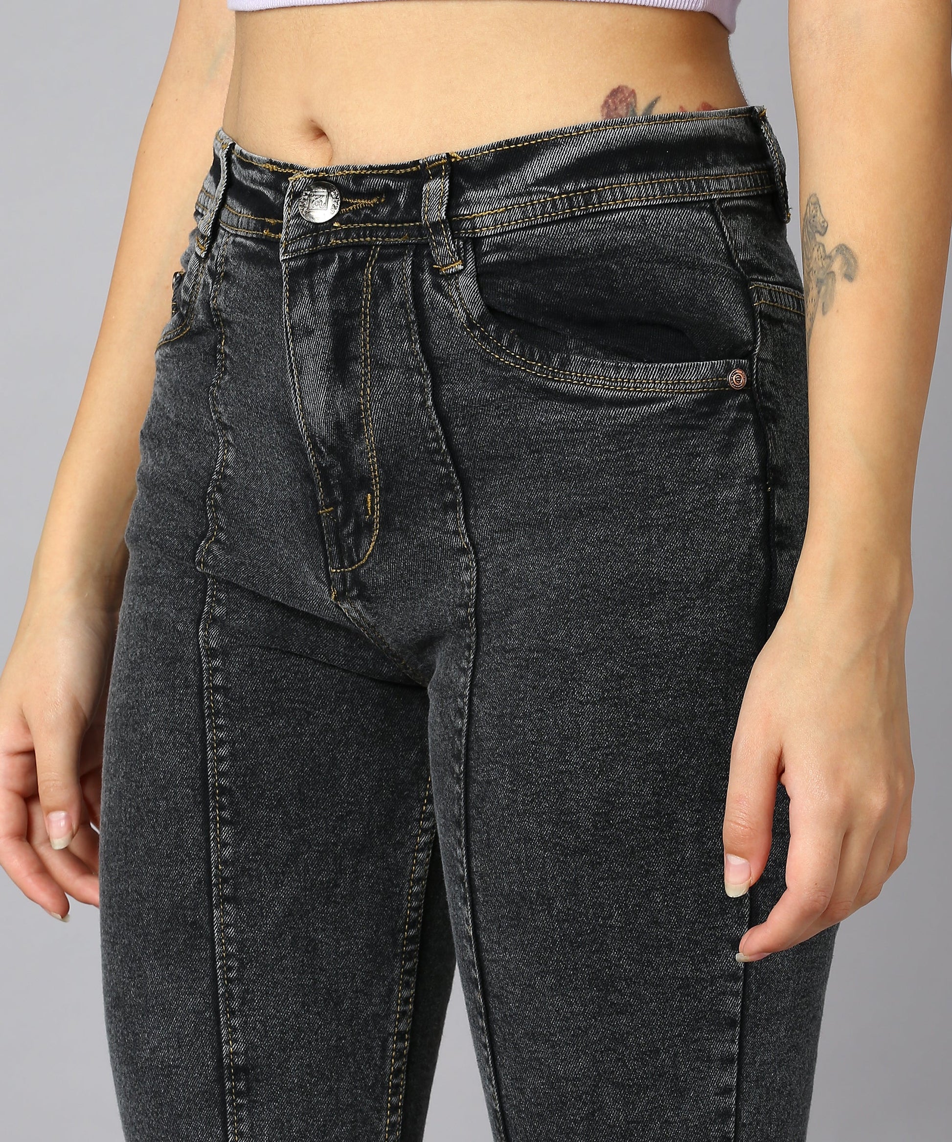 High Waist Bell Bottom Black Jeans - NiftyJeans