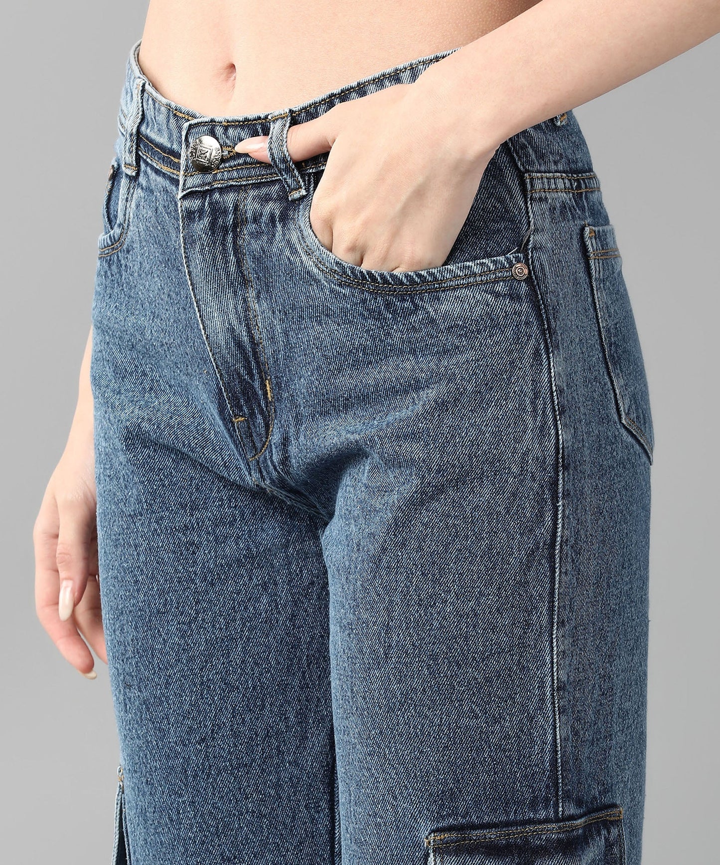 Relaxed Fit Cargo Sky Blue Jeans - NiftyJeans
