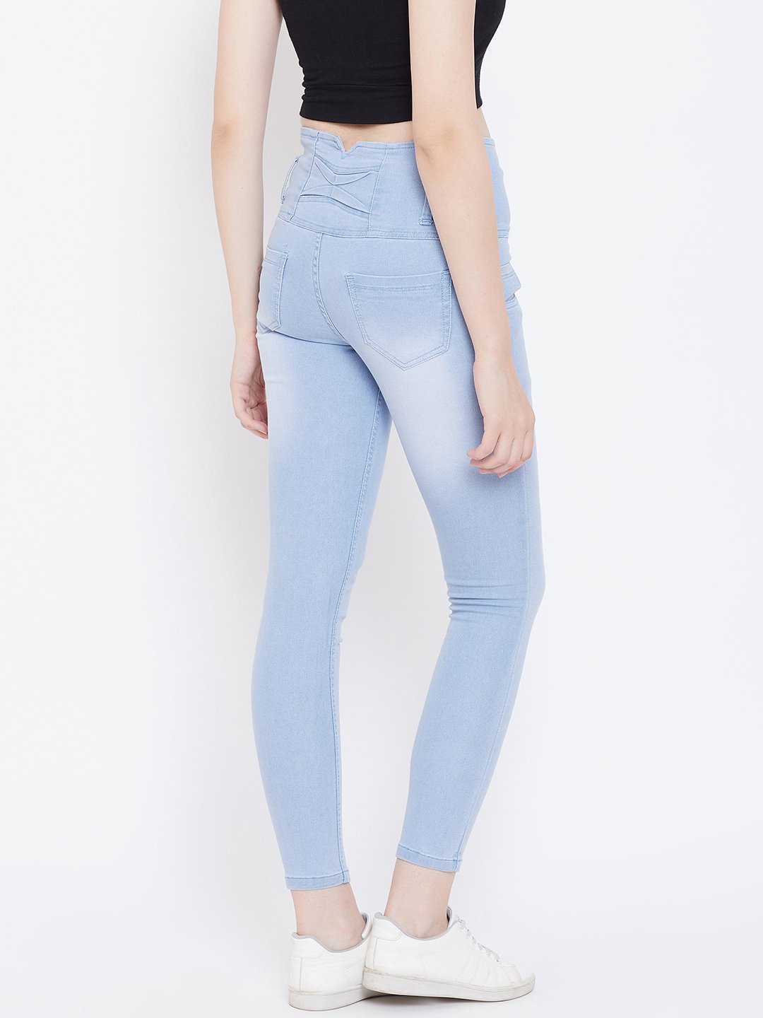 High Waist 5 button Sky Blue Jeans - NiftyJeans