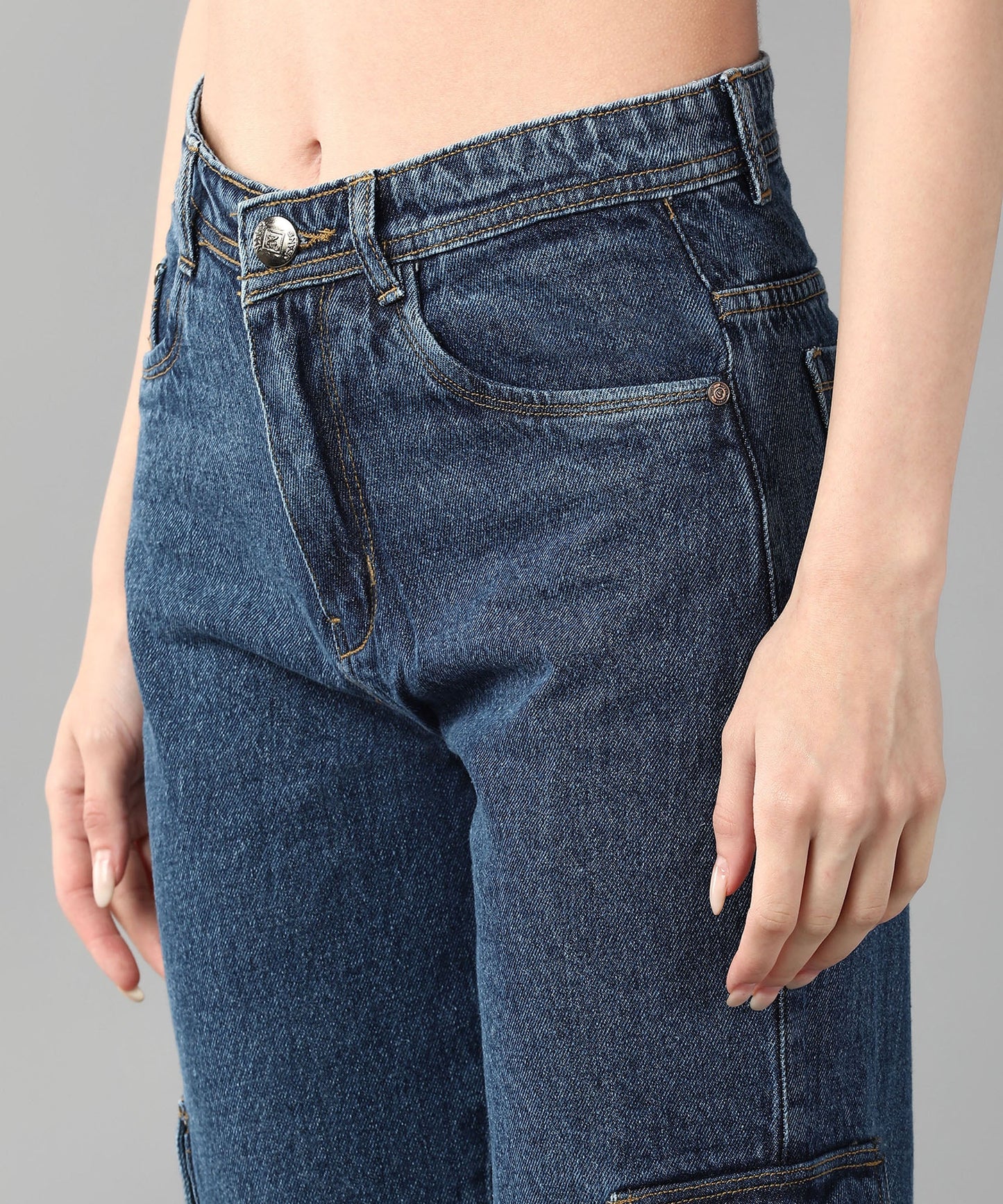Relaxed Fit Cargo Blue Jeans - NiftyJeans