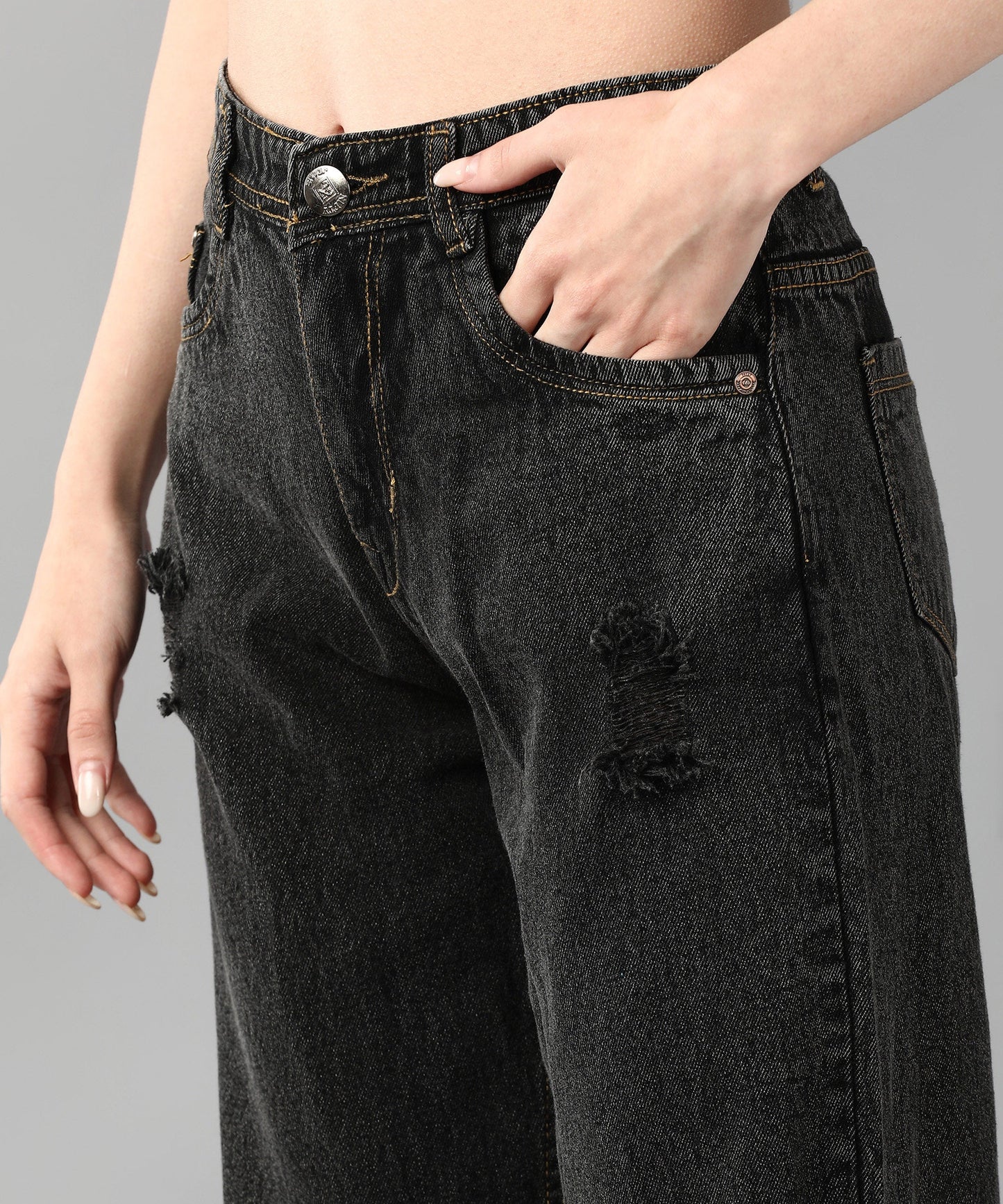 Relaxed Fit Distressed Grey Jeans - NiftyJeans