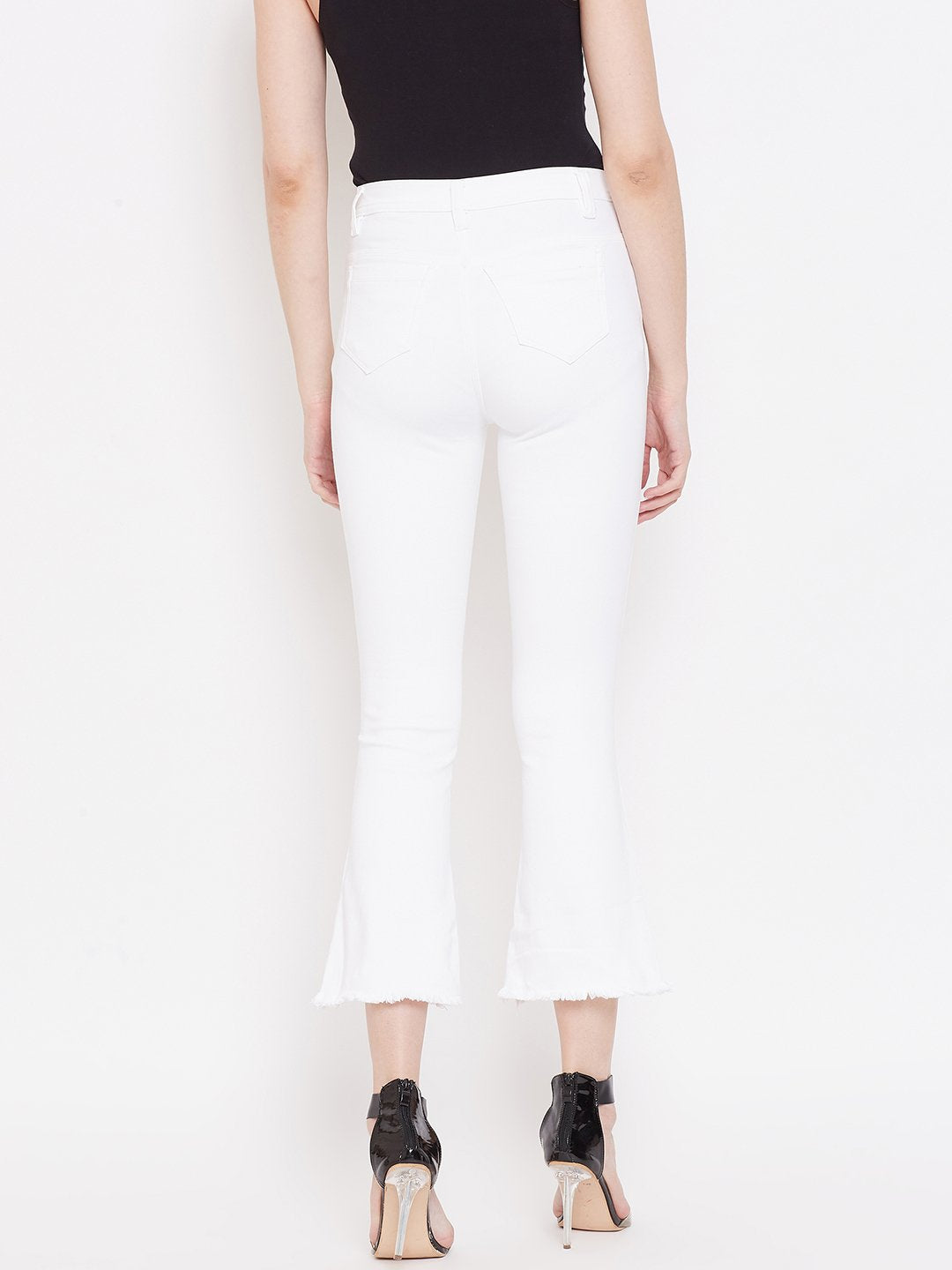 High Waist Boot Cut White Jeans - NiftyJeans