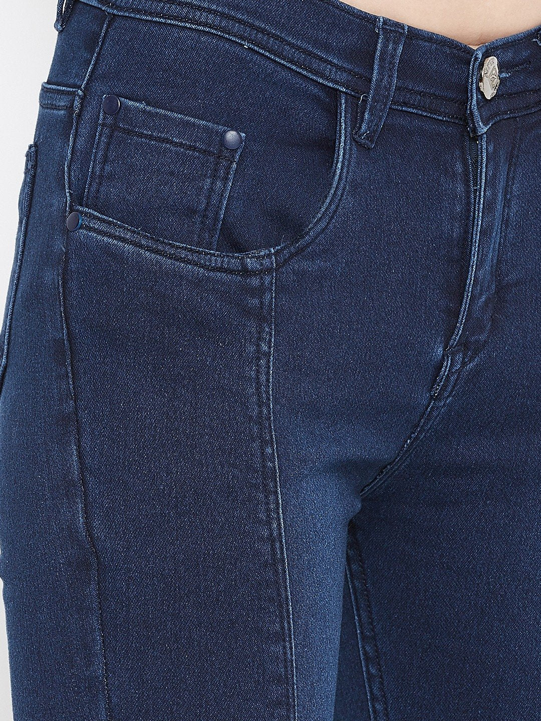 High Waist Flared Basic Blue Jeans - NiftyJeans