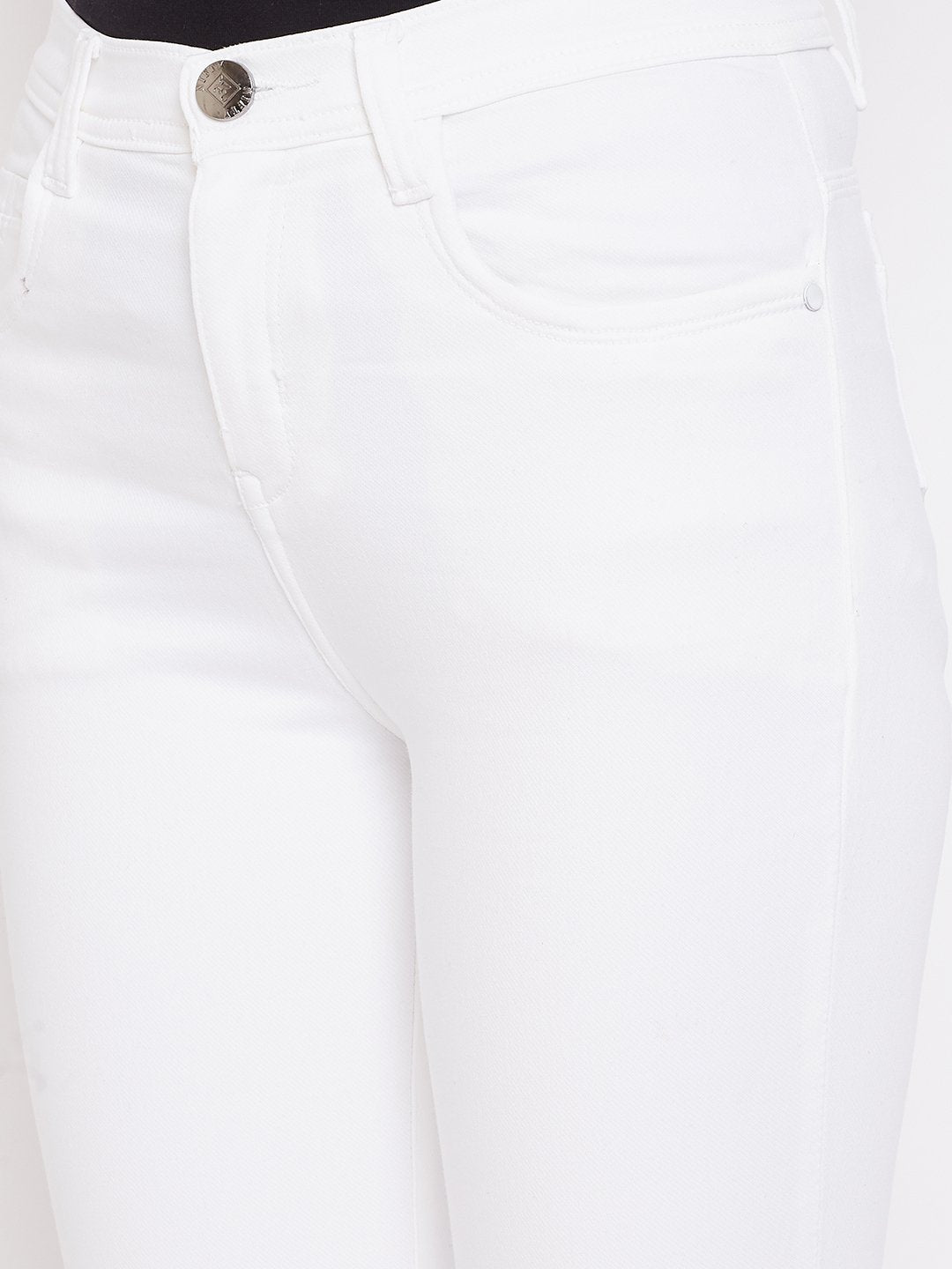 High Waist Boot Cut White Jeans - NiftyJeans