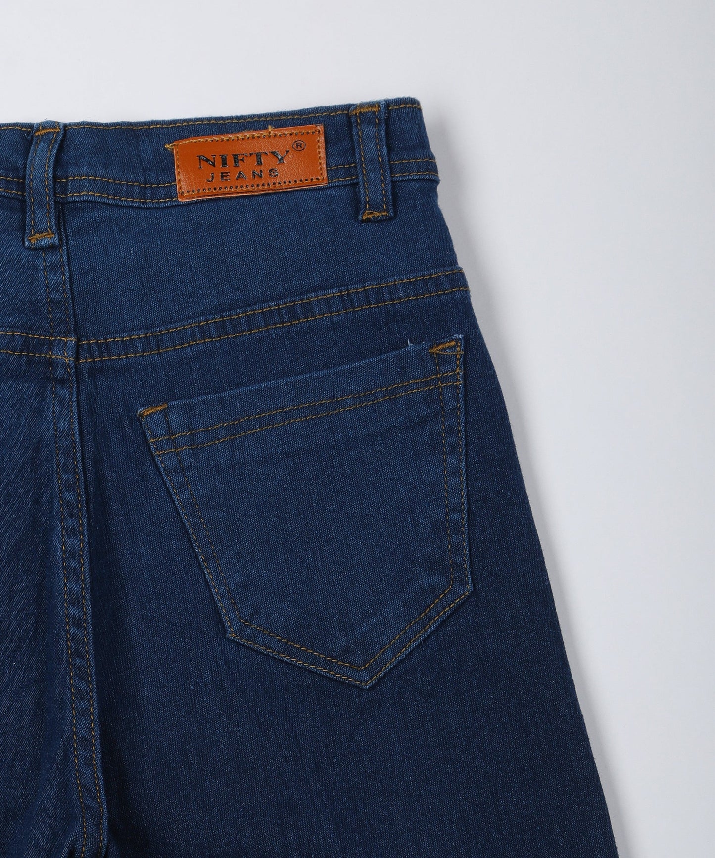 Bata Blue straight fit 5- pocket high rise jeans, clean look, zip fly with button closure, waistband with belt loops