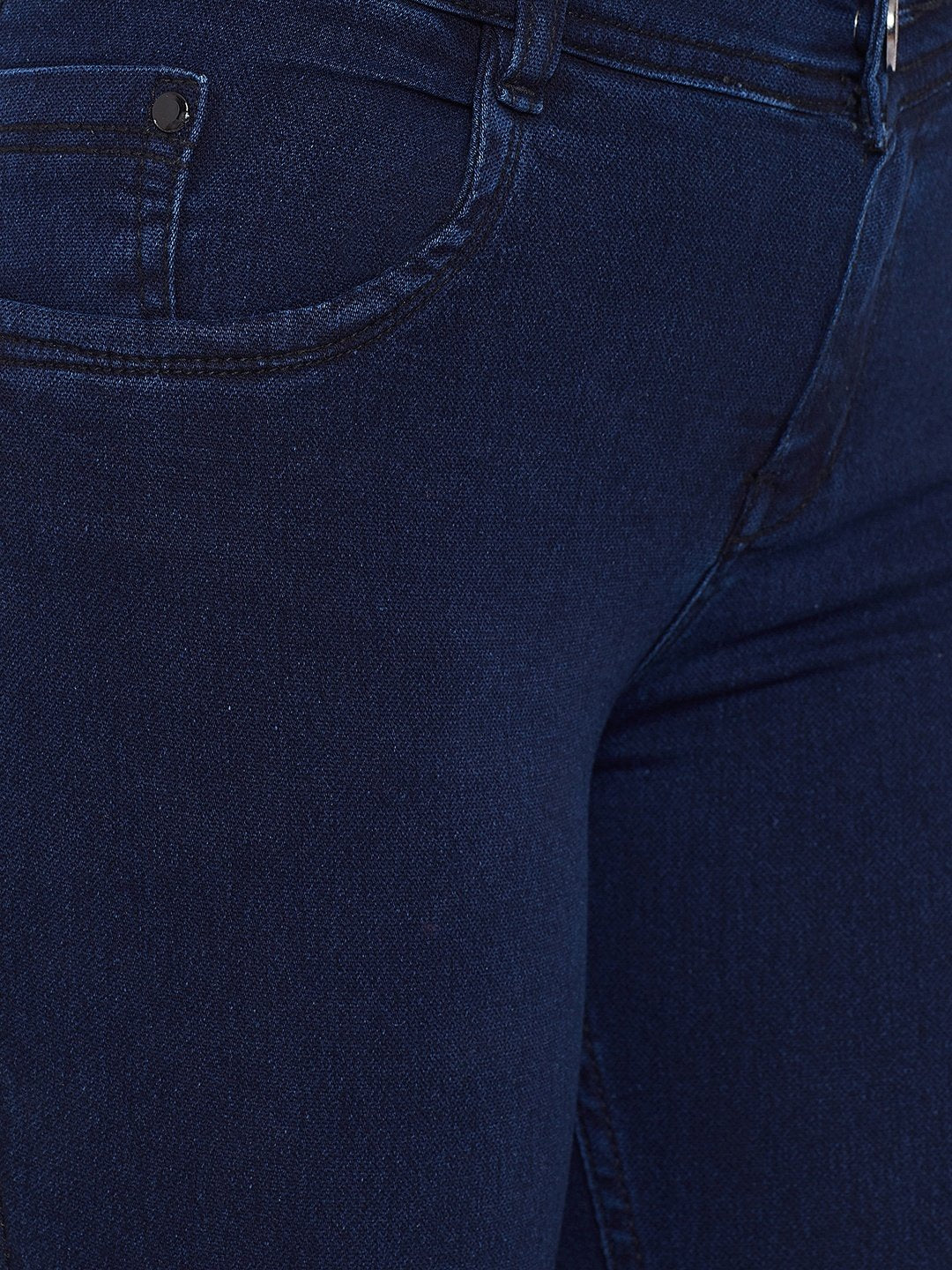 Slim Fit Stretchable Blue Capris - NiftyJeans