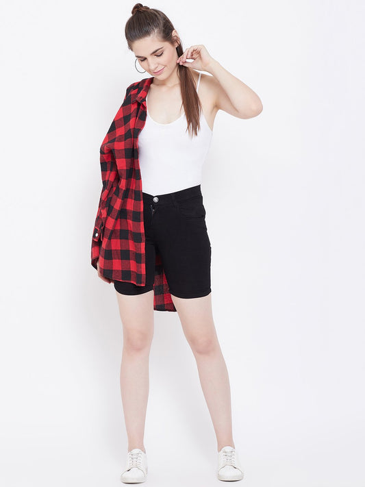 Slim Fit Stretchable Black Shorts - NiftyJeans