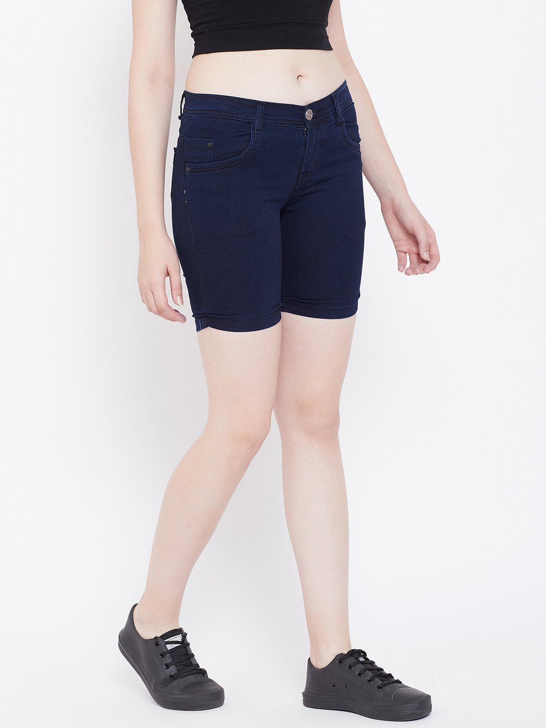 Slim Fit Stretchable Blue Shorts - NiftyJeans