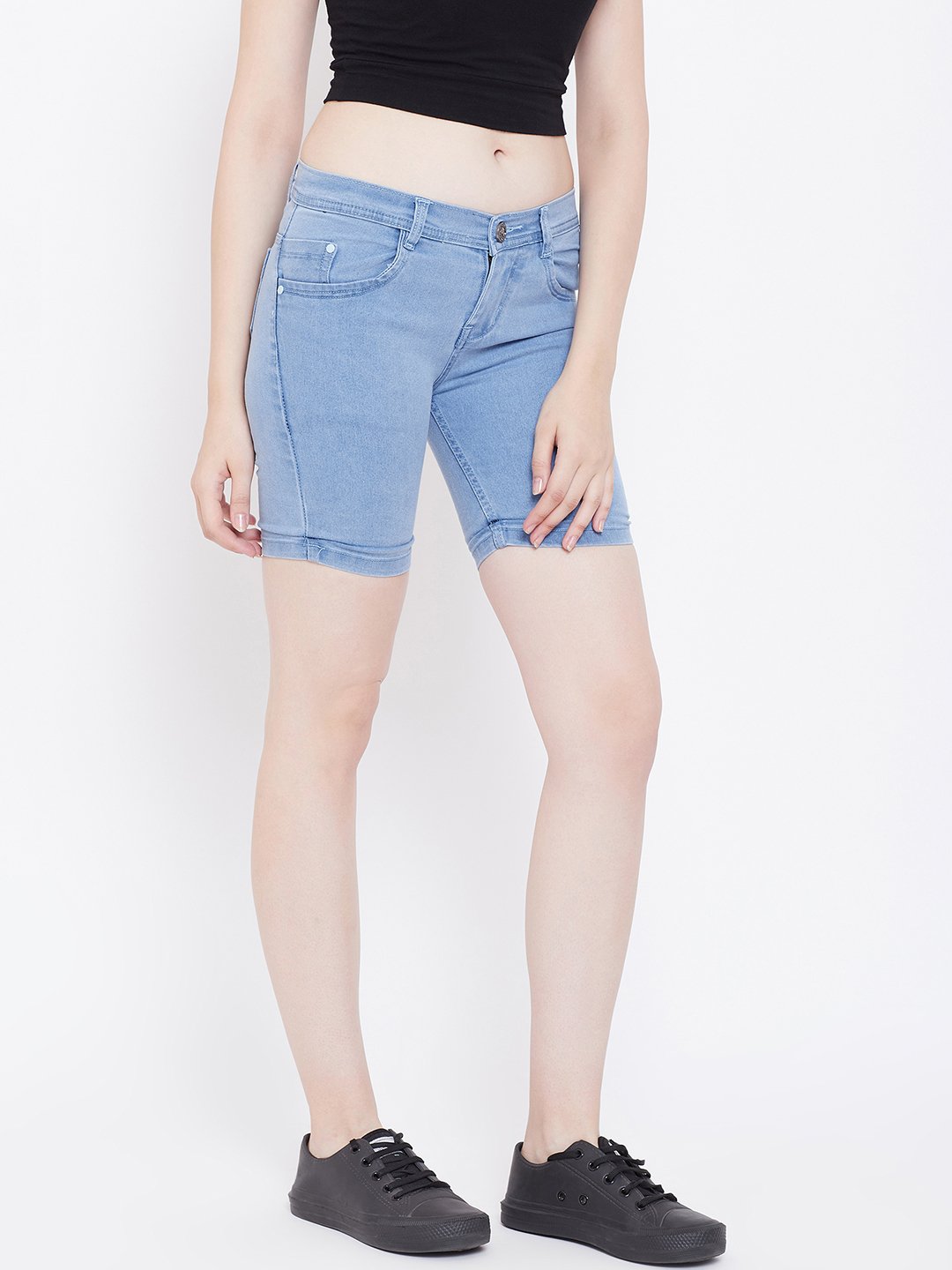 Slim Fit Stretchable Sky Blue Shorts - NiftyJeans