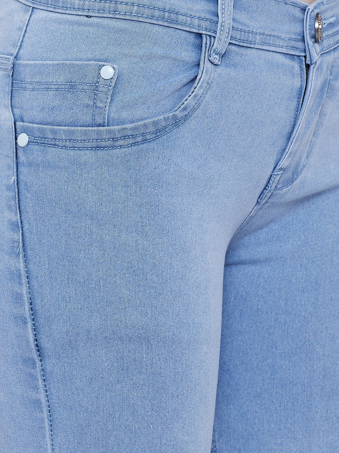 Slim Fit Stretchable Sky Blue Shorts - NiftyJeans