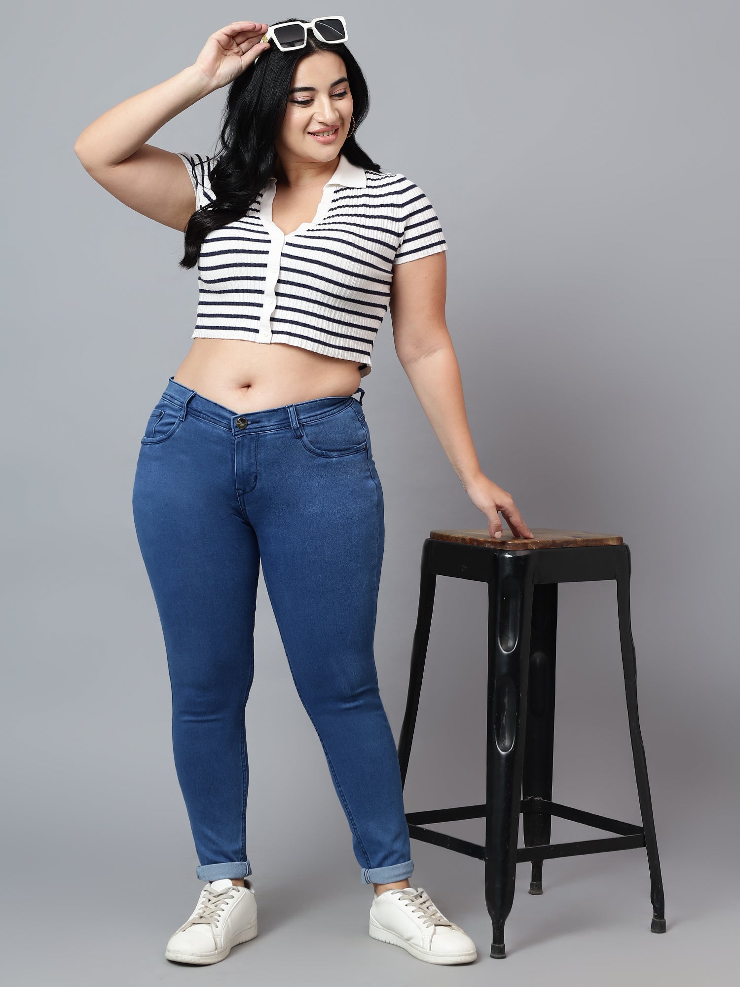 Plus size skinny fit jeans 4/1 satin weave