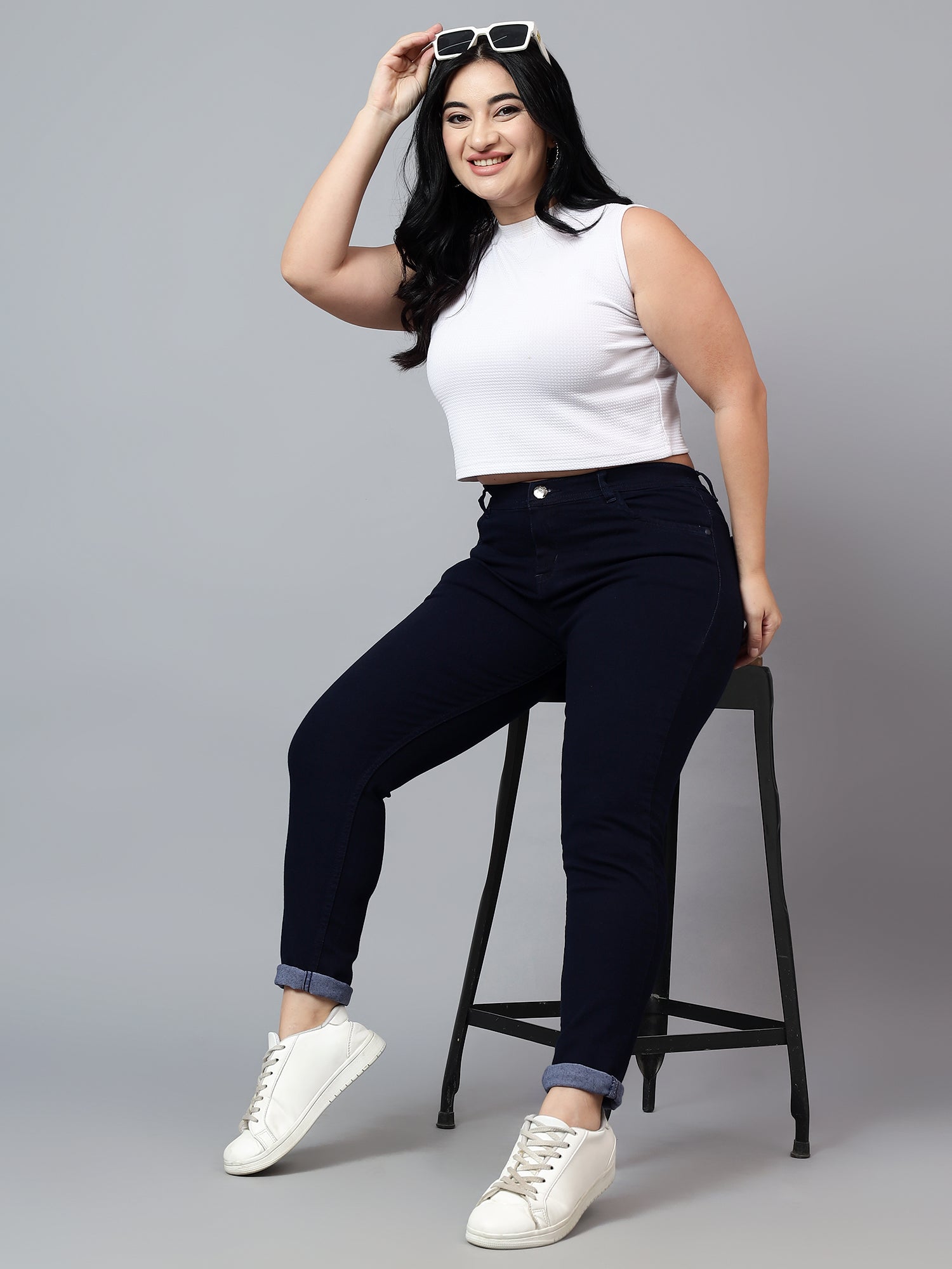 Plus size skinny fit jeans 4/1 satin weave