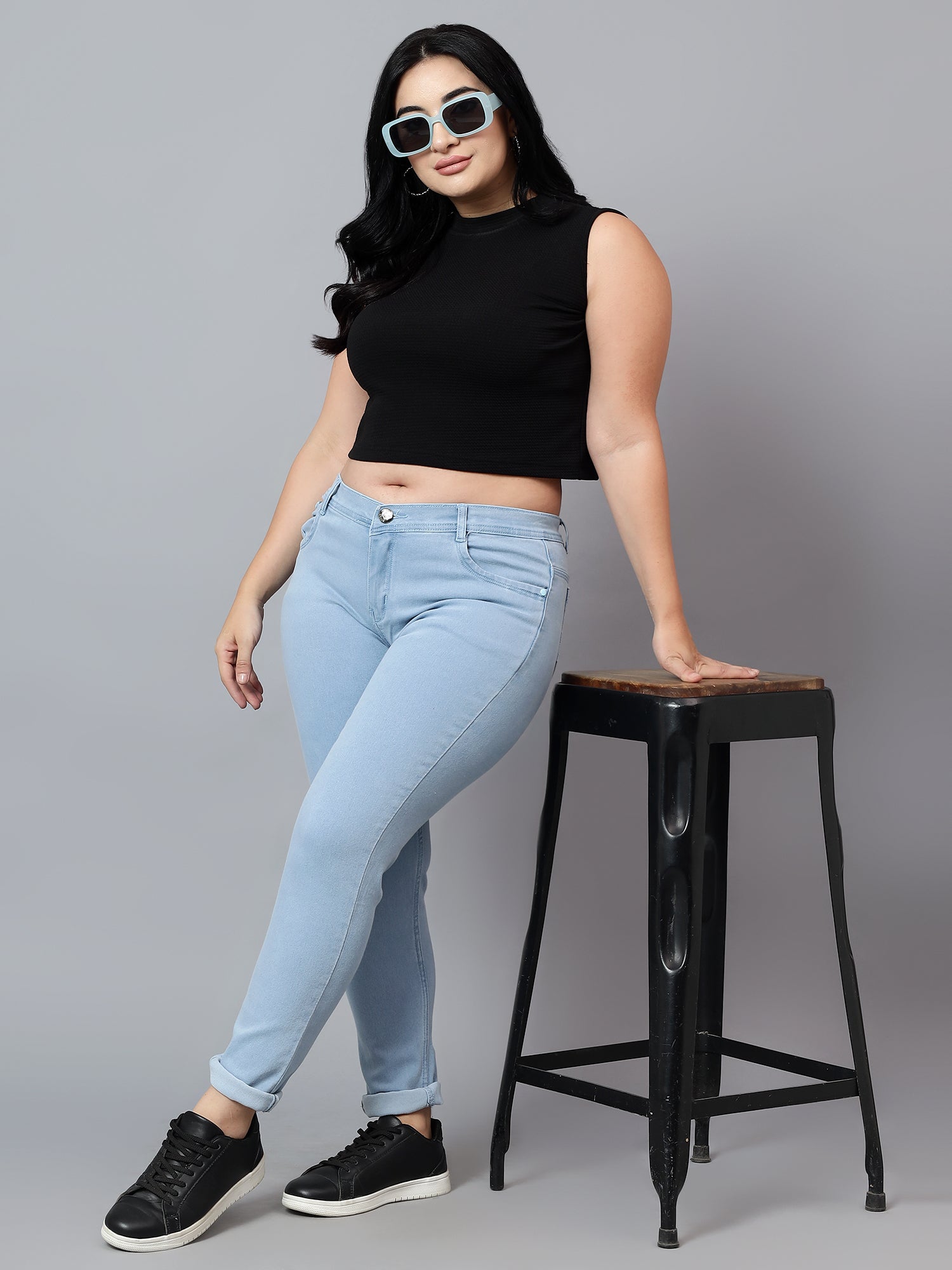 Plus size skinny fit jeans 4/1 satin weave