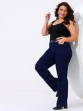 Plus size straight fit jeans satin weave