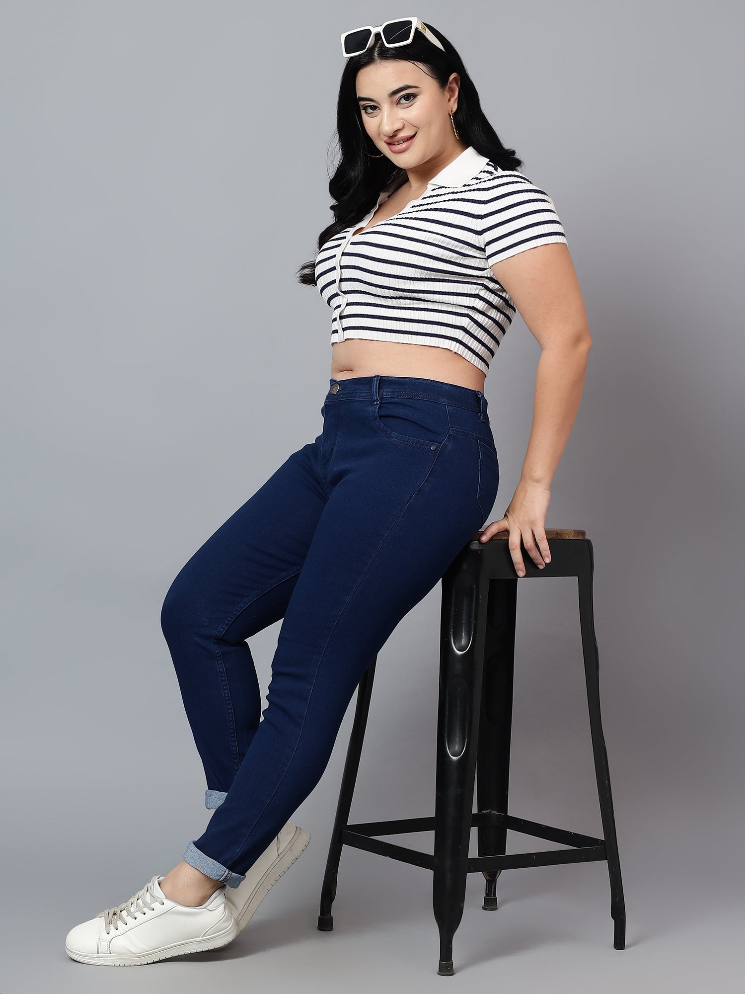 Plus size skinny fit jeans 4/1 satin weave