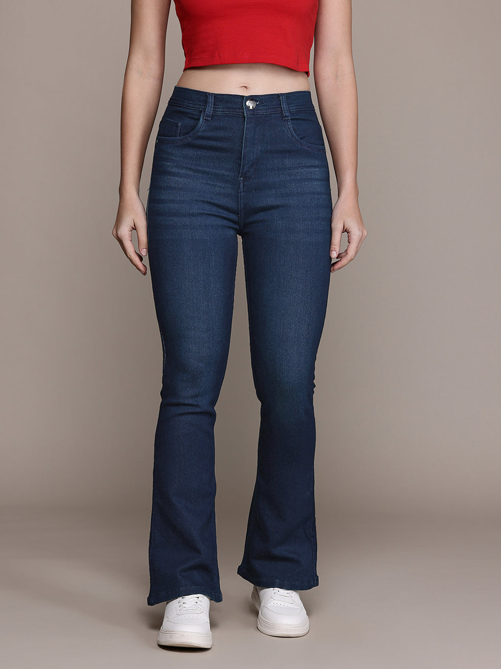 Bell bottom jeans knitted fabric