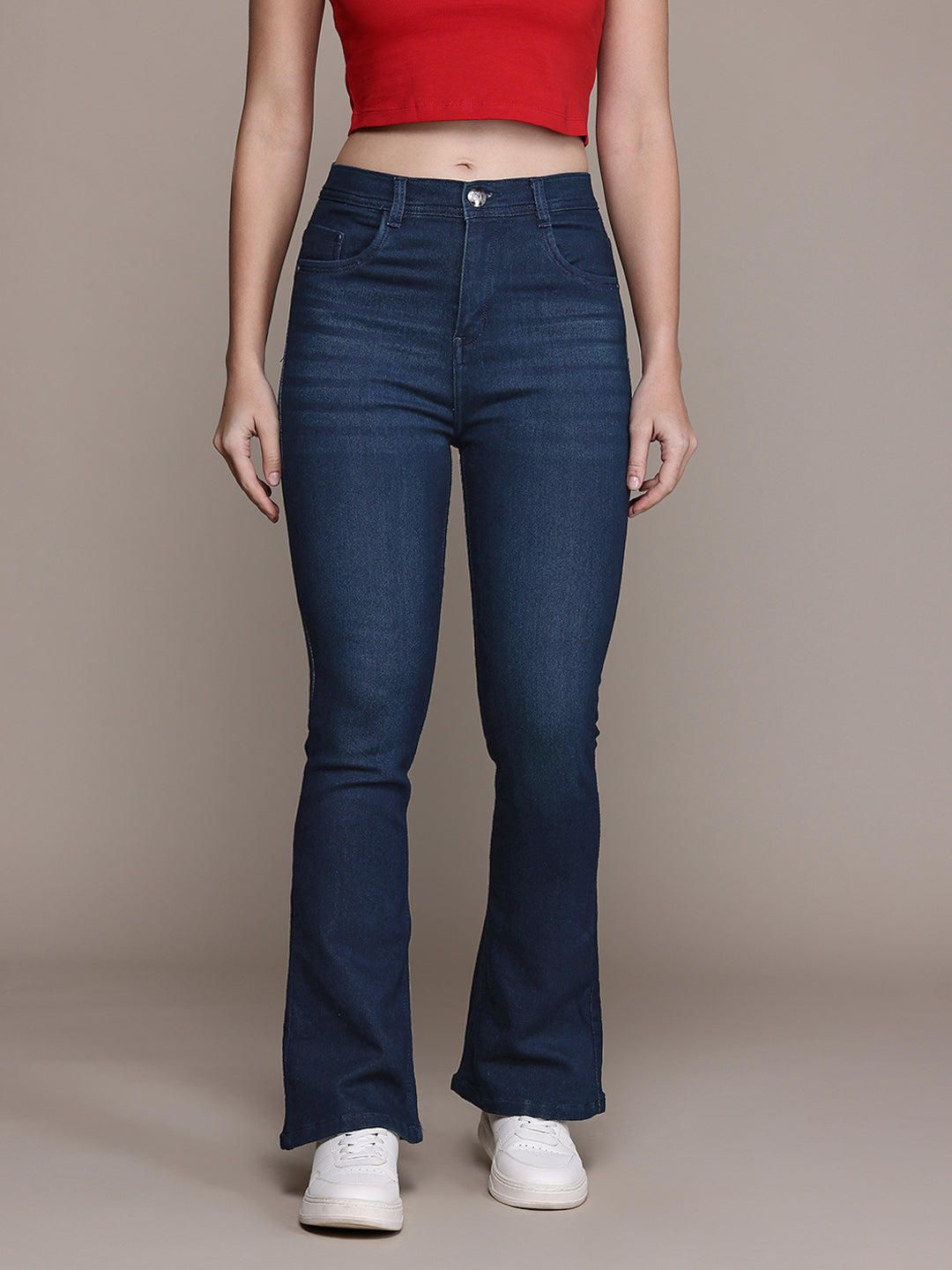 Bell bottom jeans knitted fabric