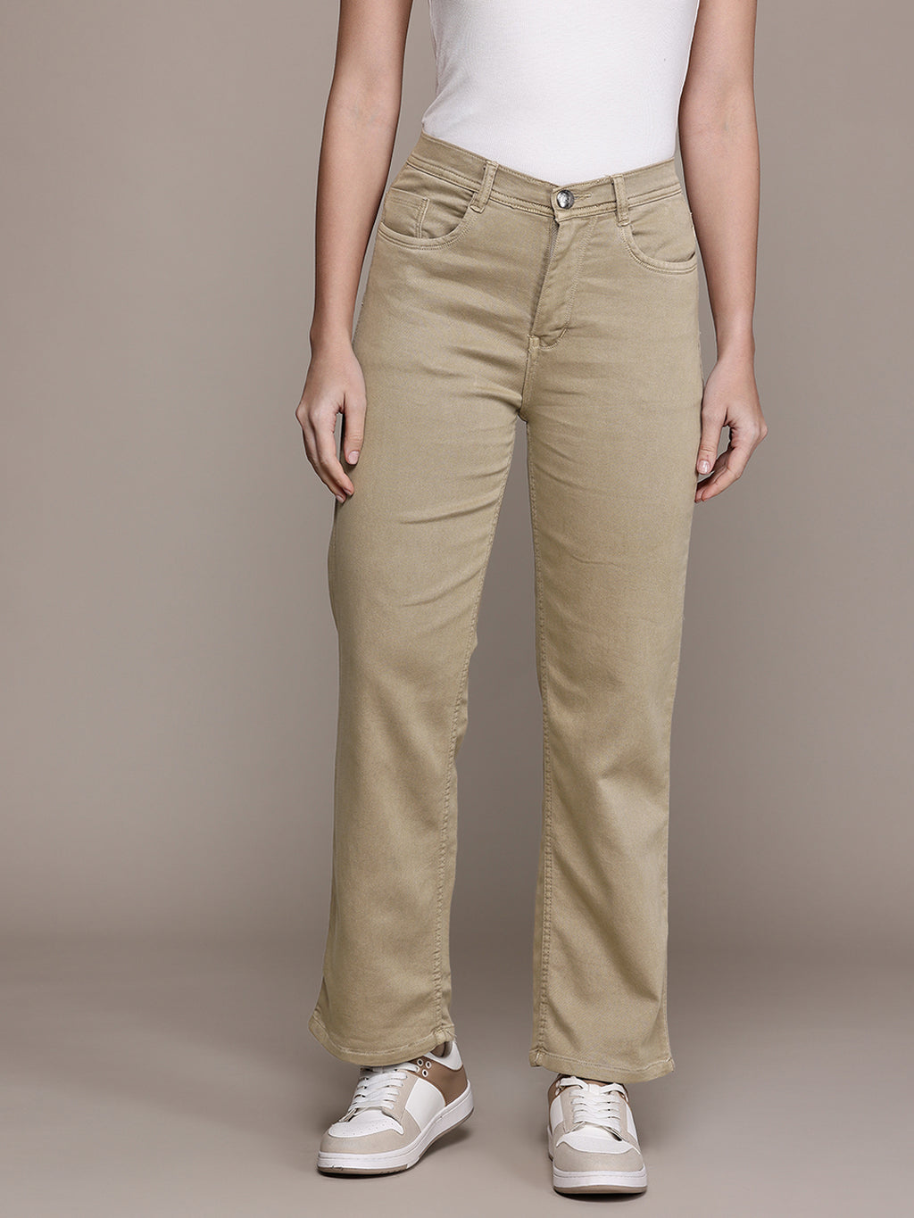 Straight Fit Color Jeans Knitted Fabric