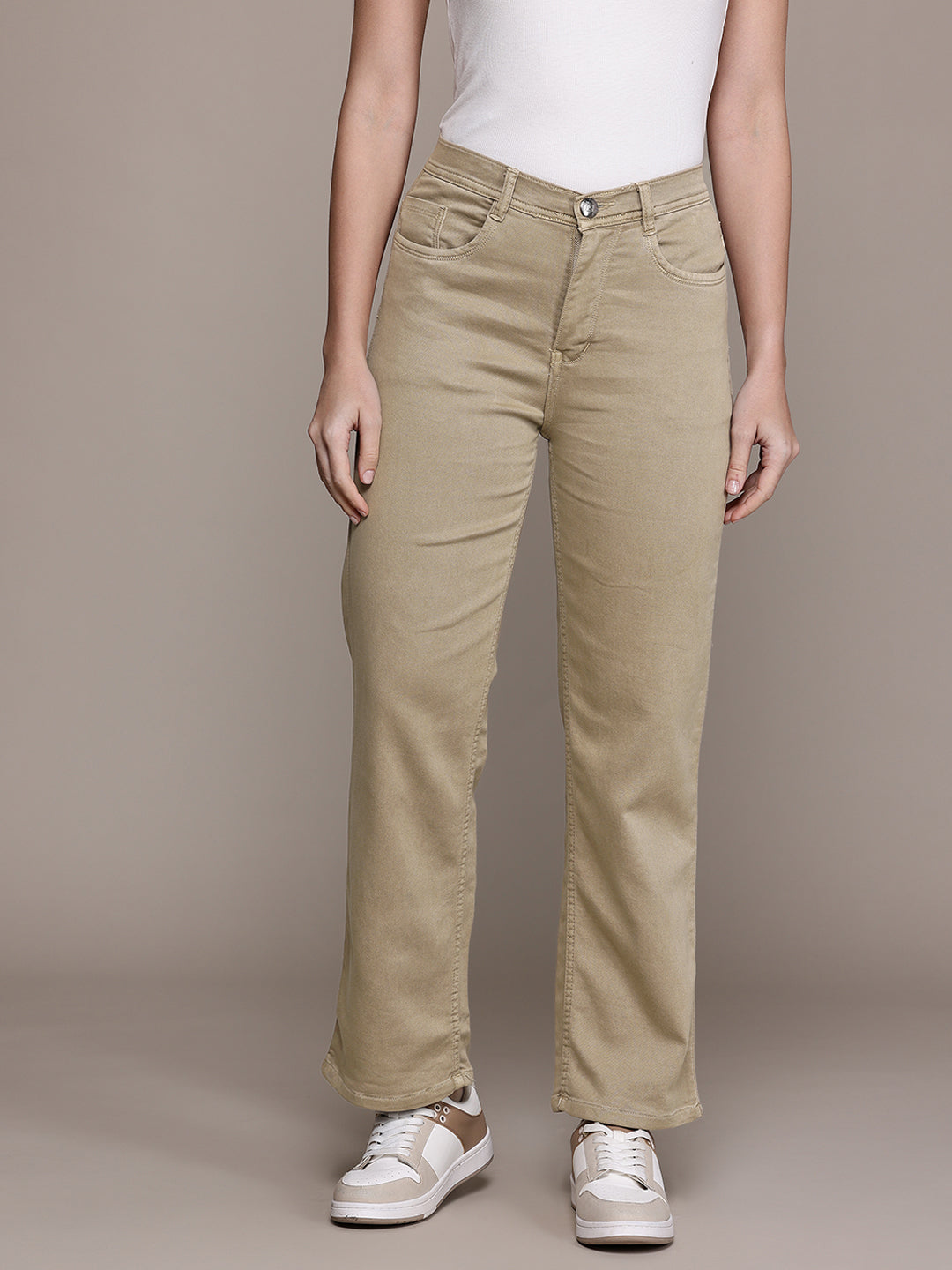 Straight Fit Color Jeans Knitted Fabric