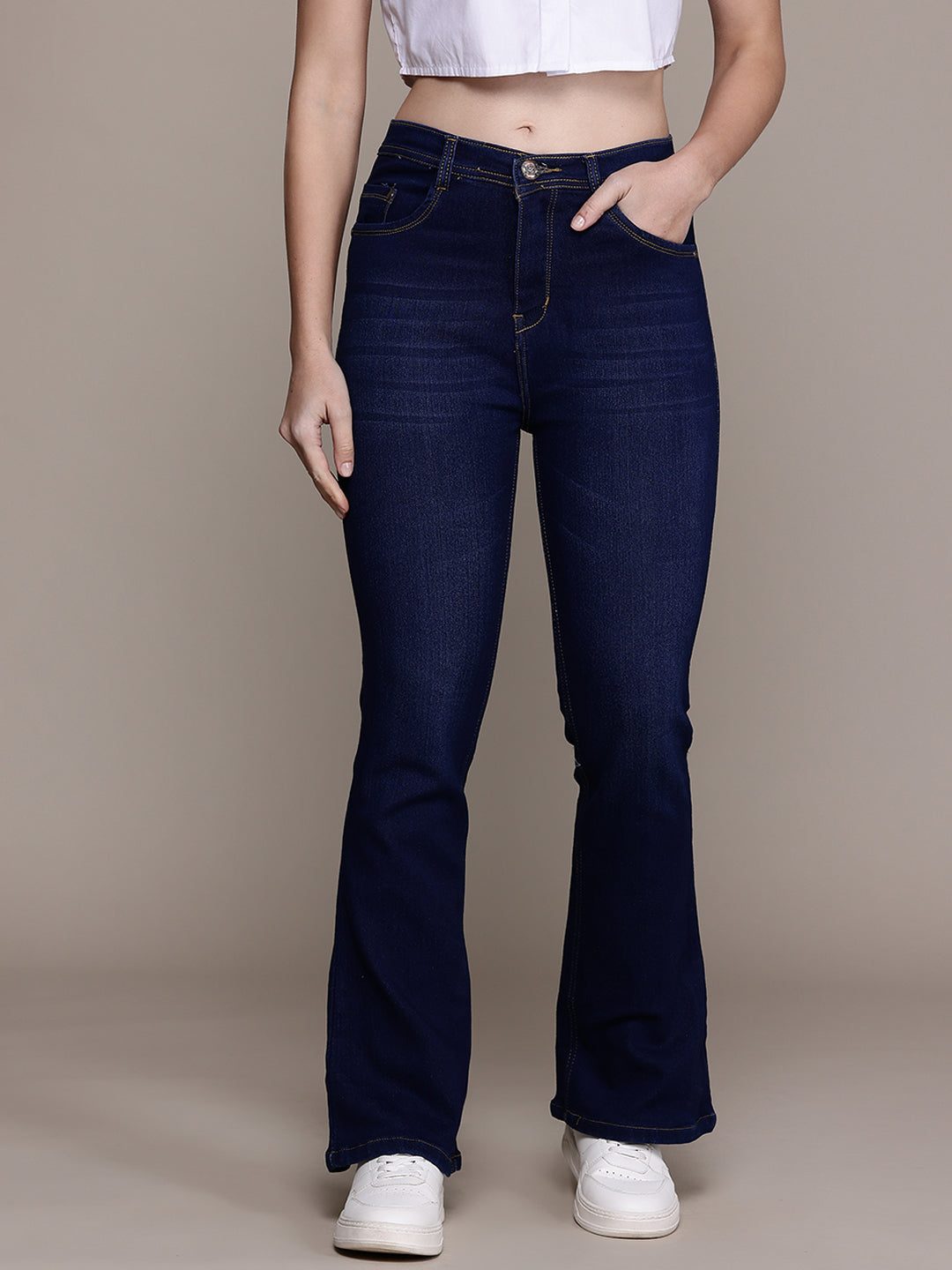 Bell bottom jeans knitted fabric