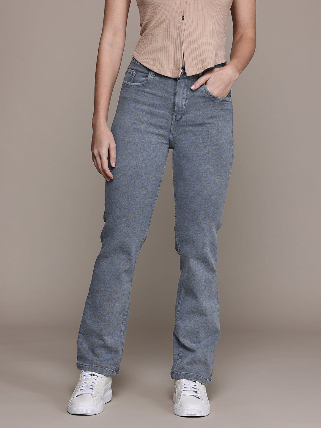 Stretchable Straight Fit Jeans Knitted Fabric