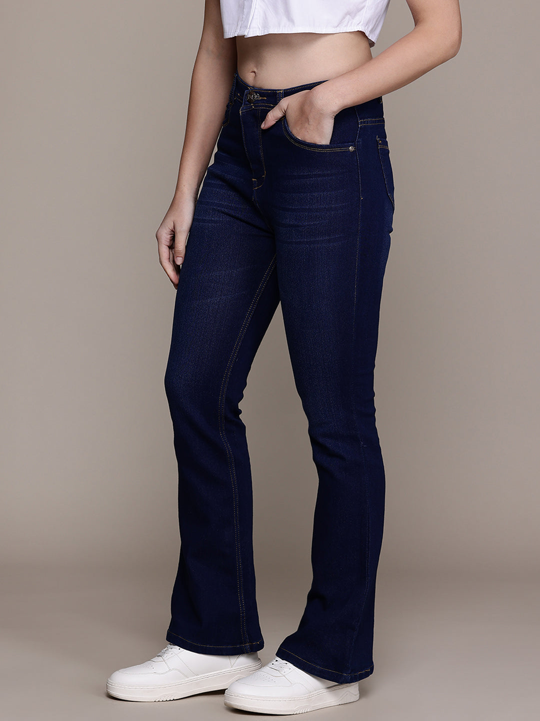Bell bottom jeans knitted fabric